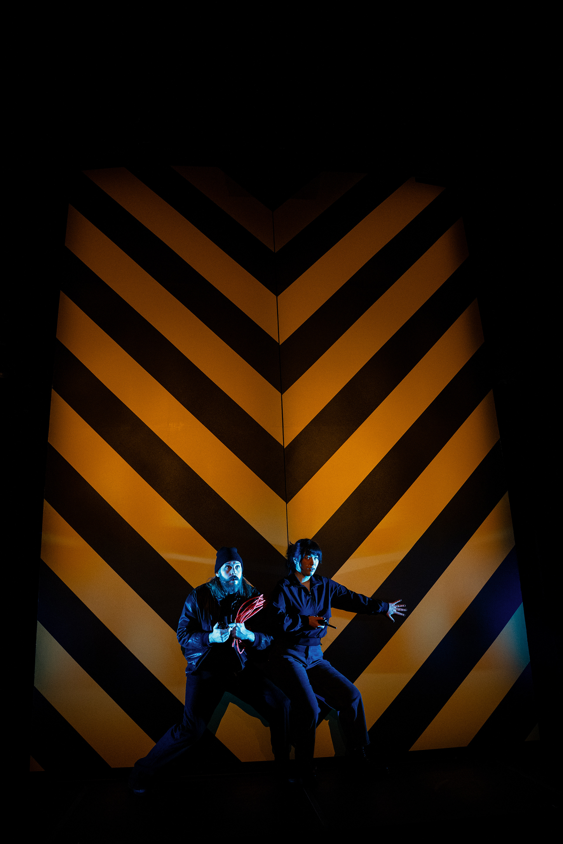 Gunnar Manchester (Kenneth) and Mia Pak (Darius) in Safety Not Guaranteed at Signature Theatre. Photo by Daniel Rader.