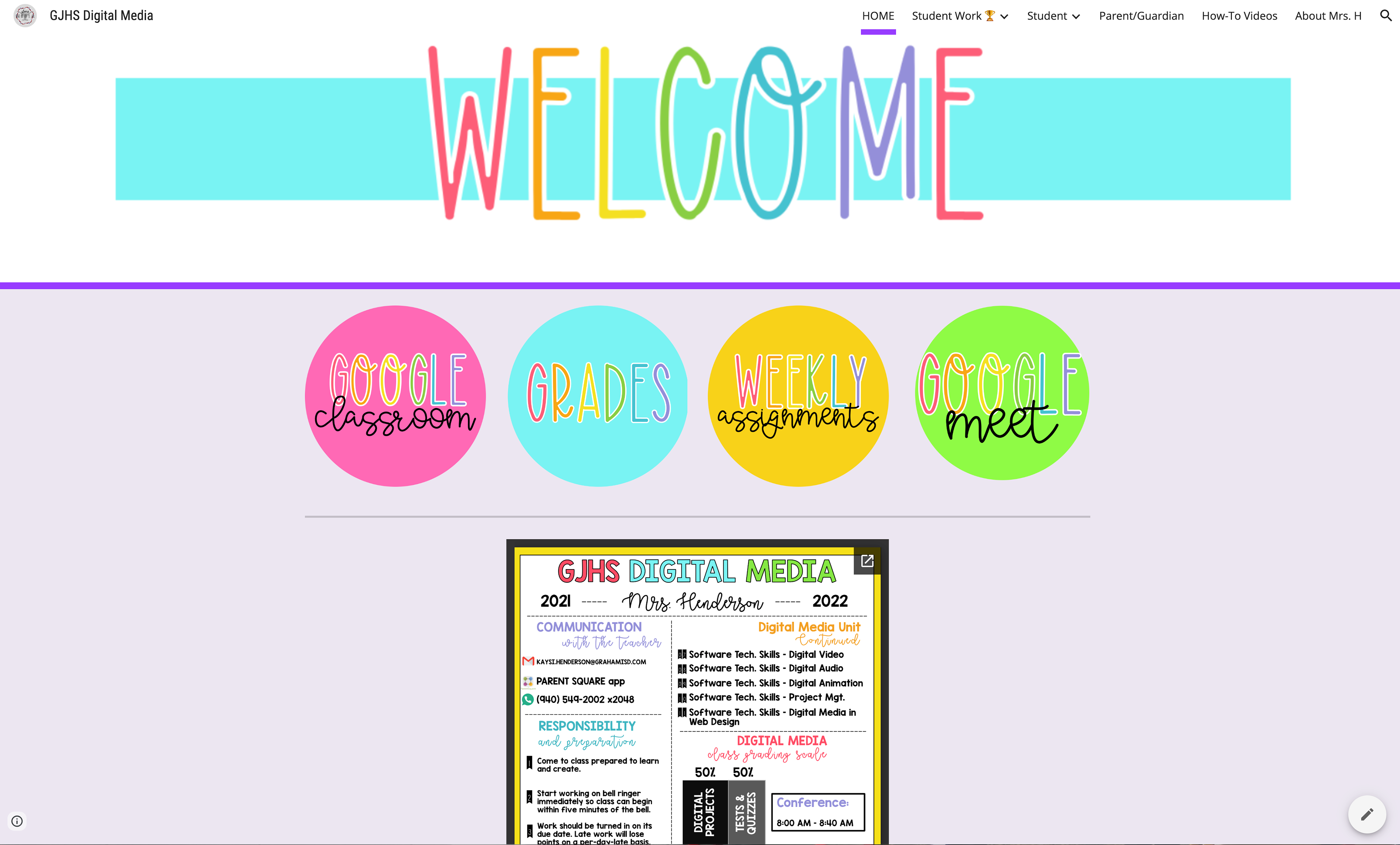 Digital Media Classroom Website