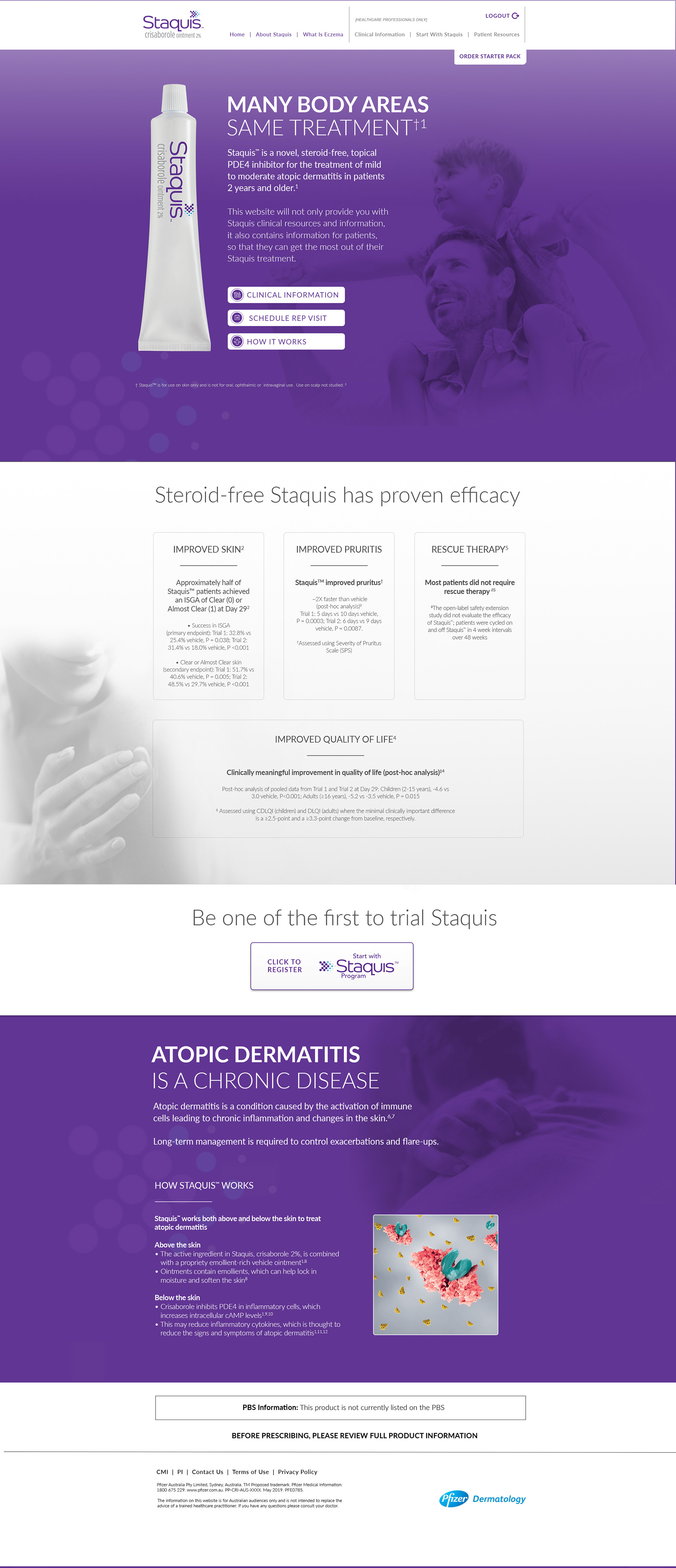 MyStaquis website - HCP landing page