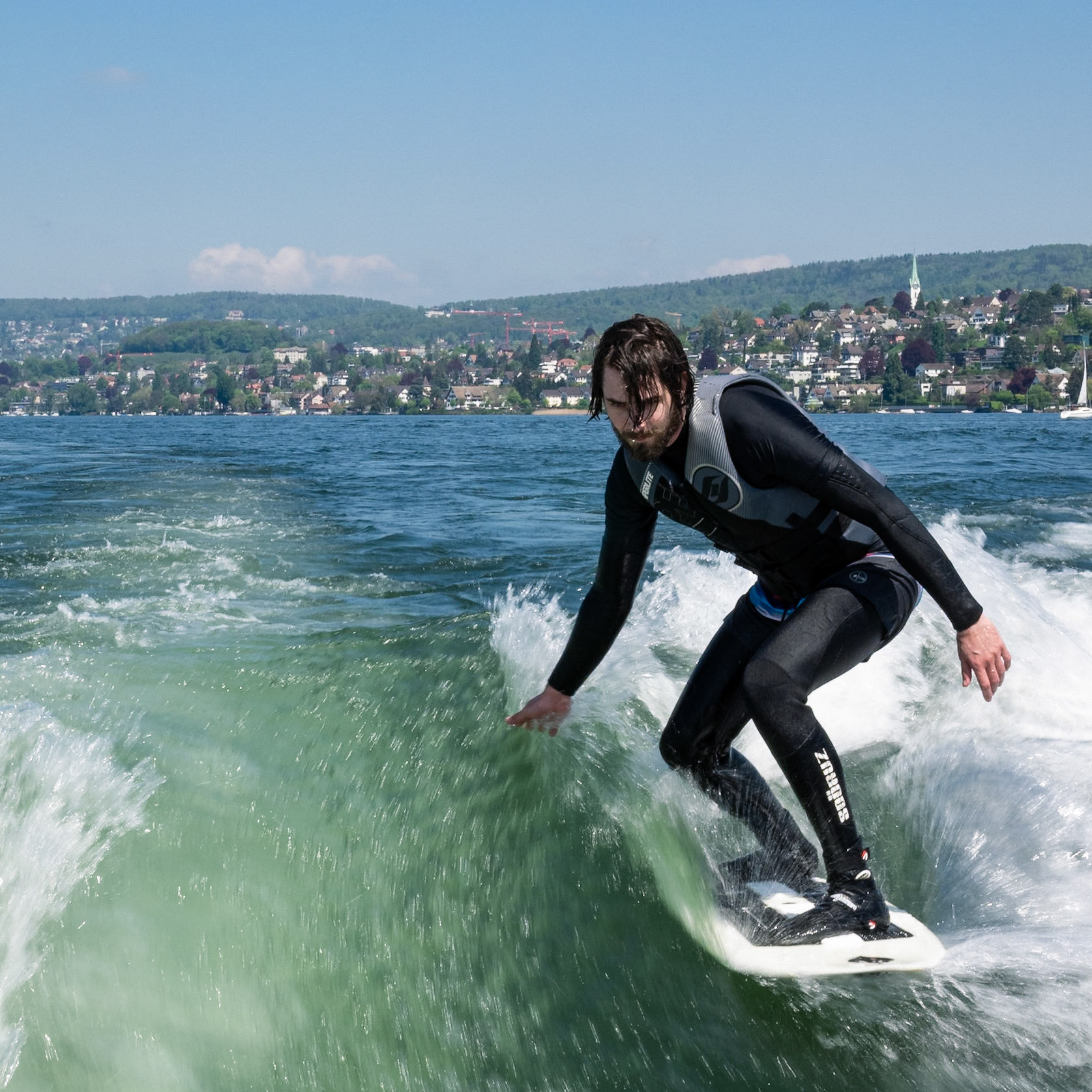 Wakeboarding on lake Zurich Switzerland