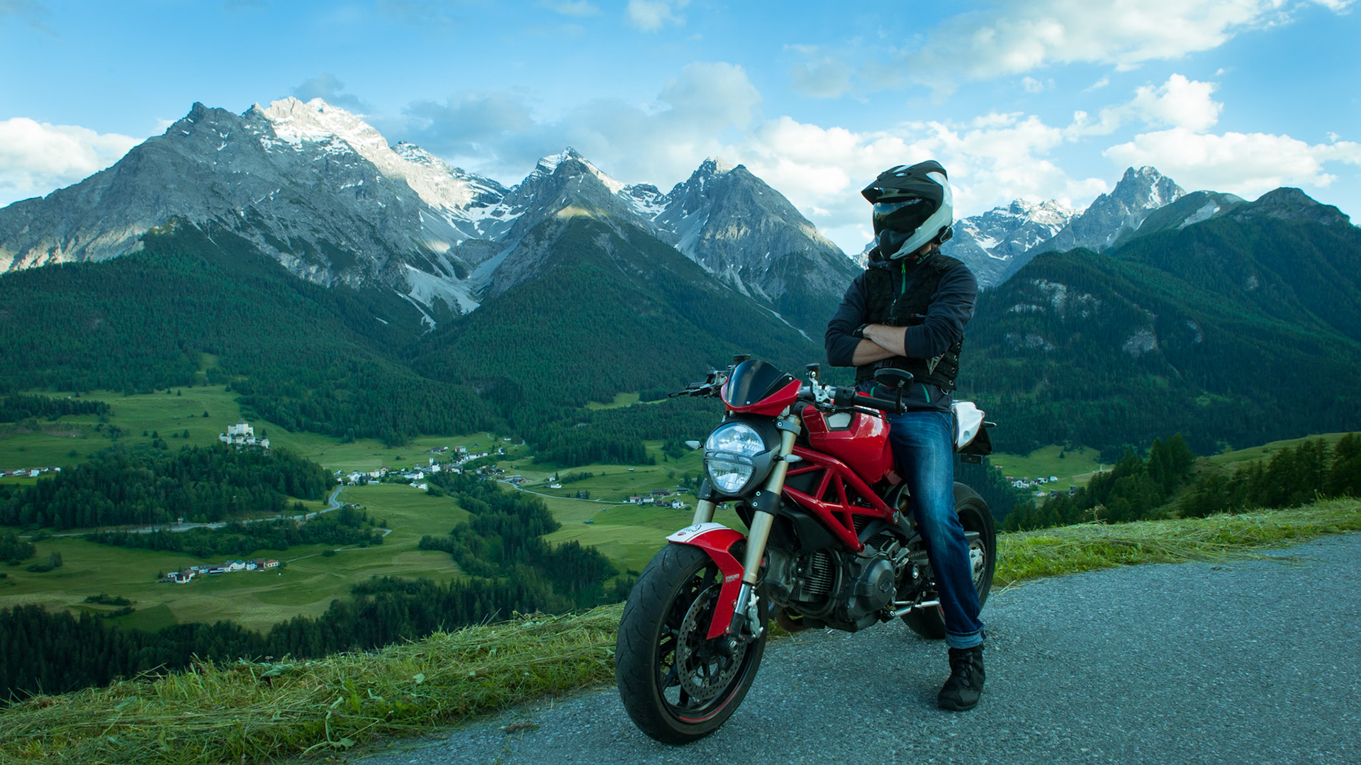 Motorbike in the Swiss mountains