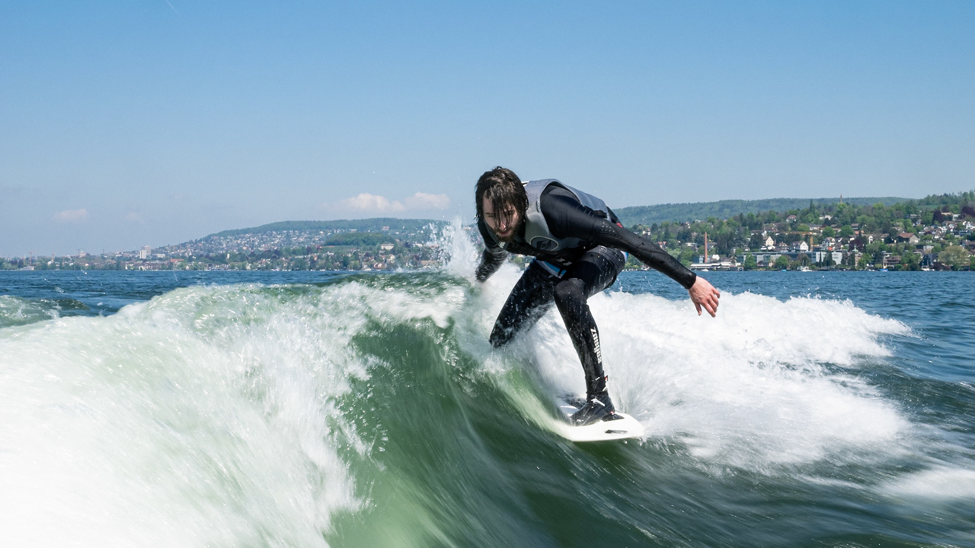 Wakeboarding on lake Zurich Switzerland