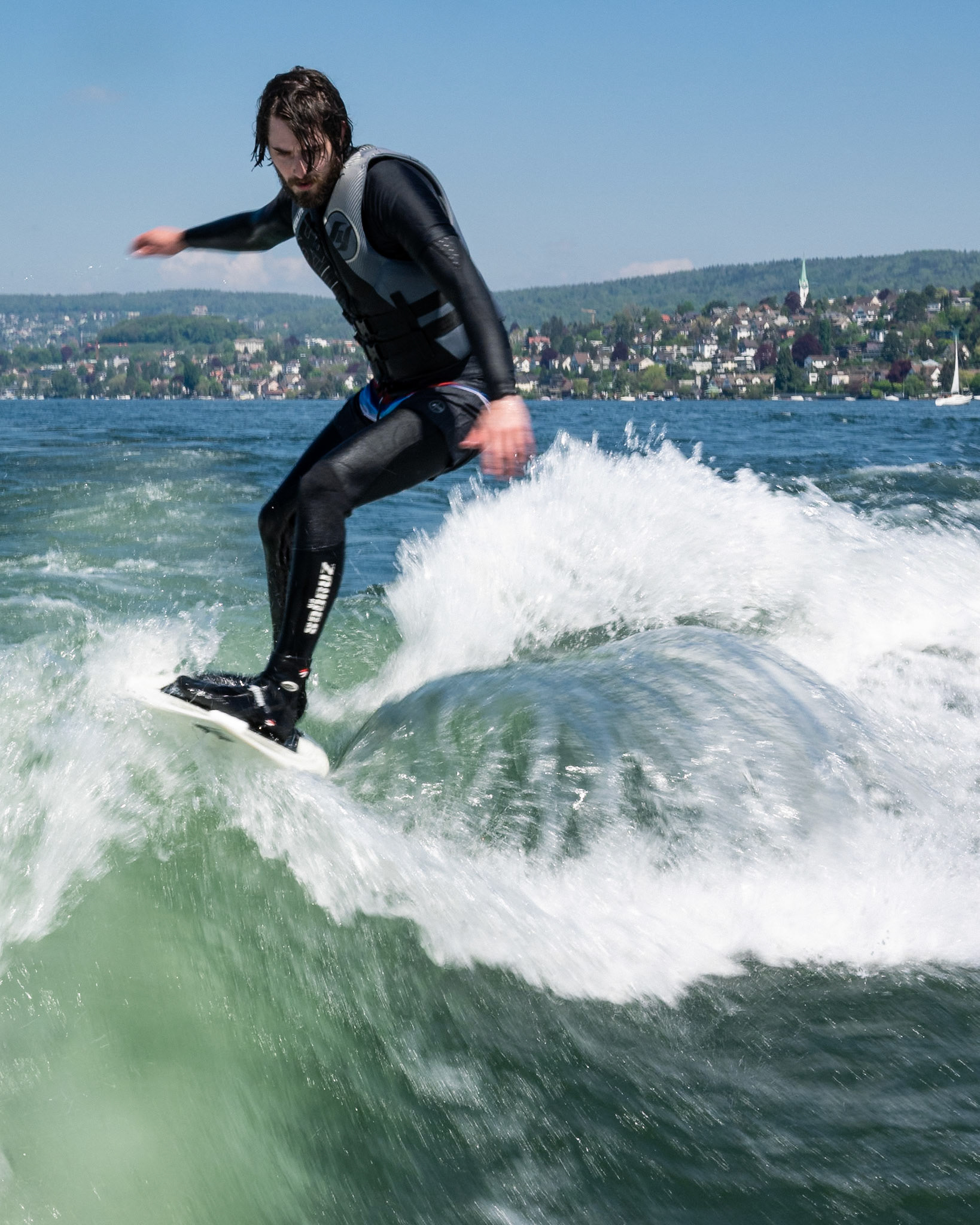 Wakeboarding on lake Zurich Switzerland