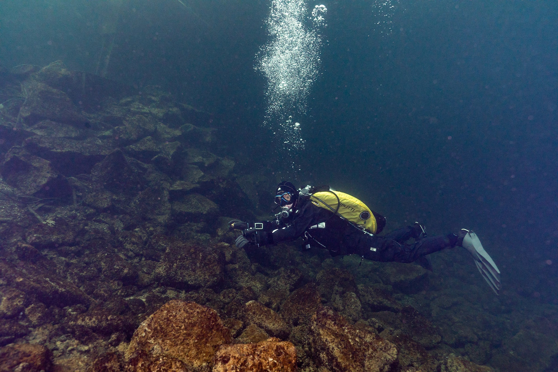 Diving in swiss river