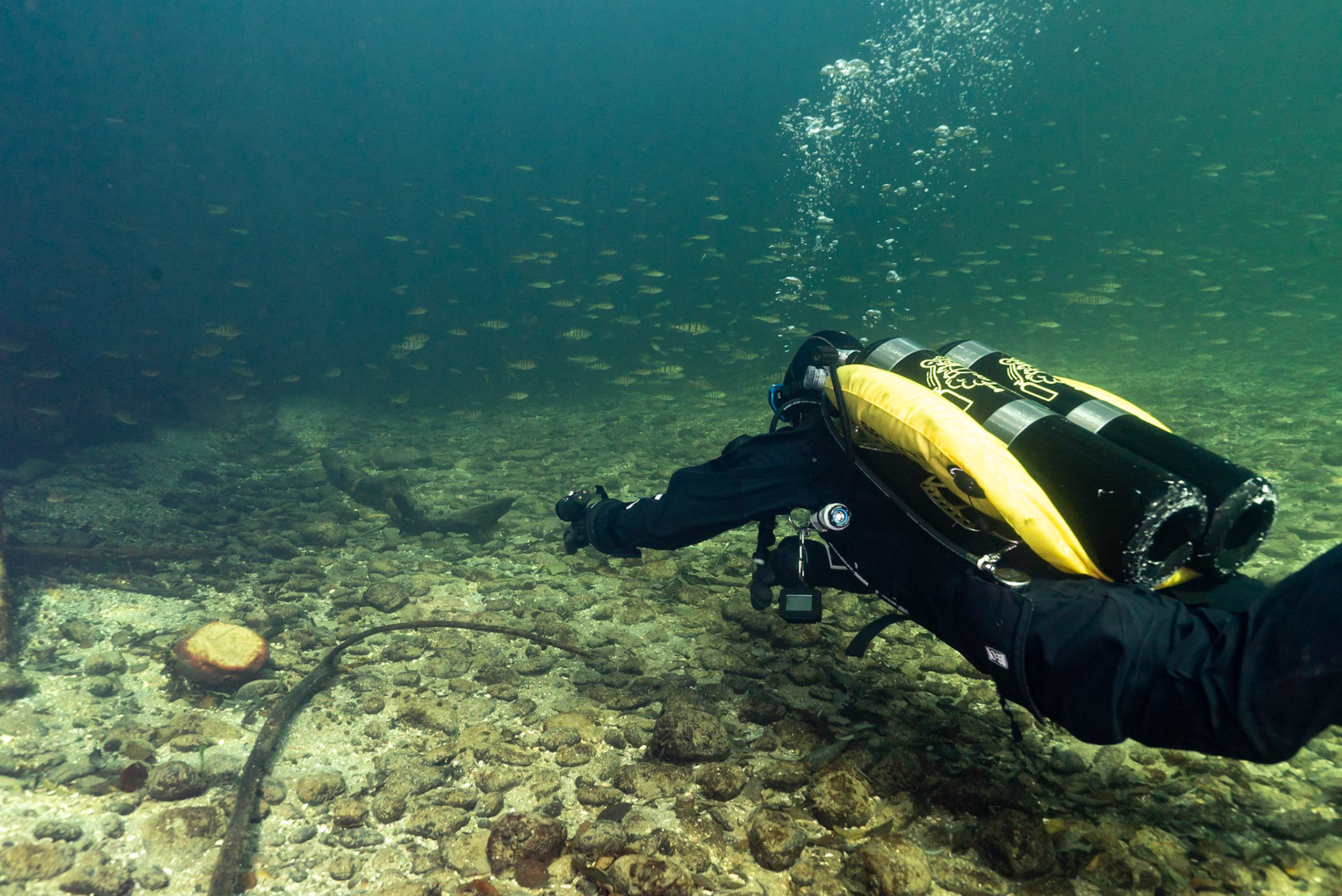 Diving in swiss river