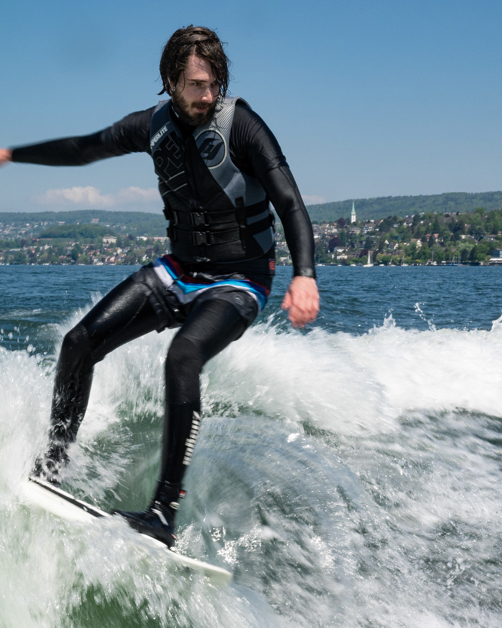Wakeboarding on lake Zurich Switzerland
