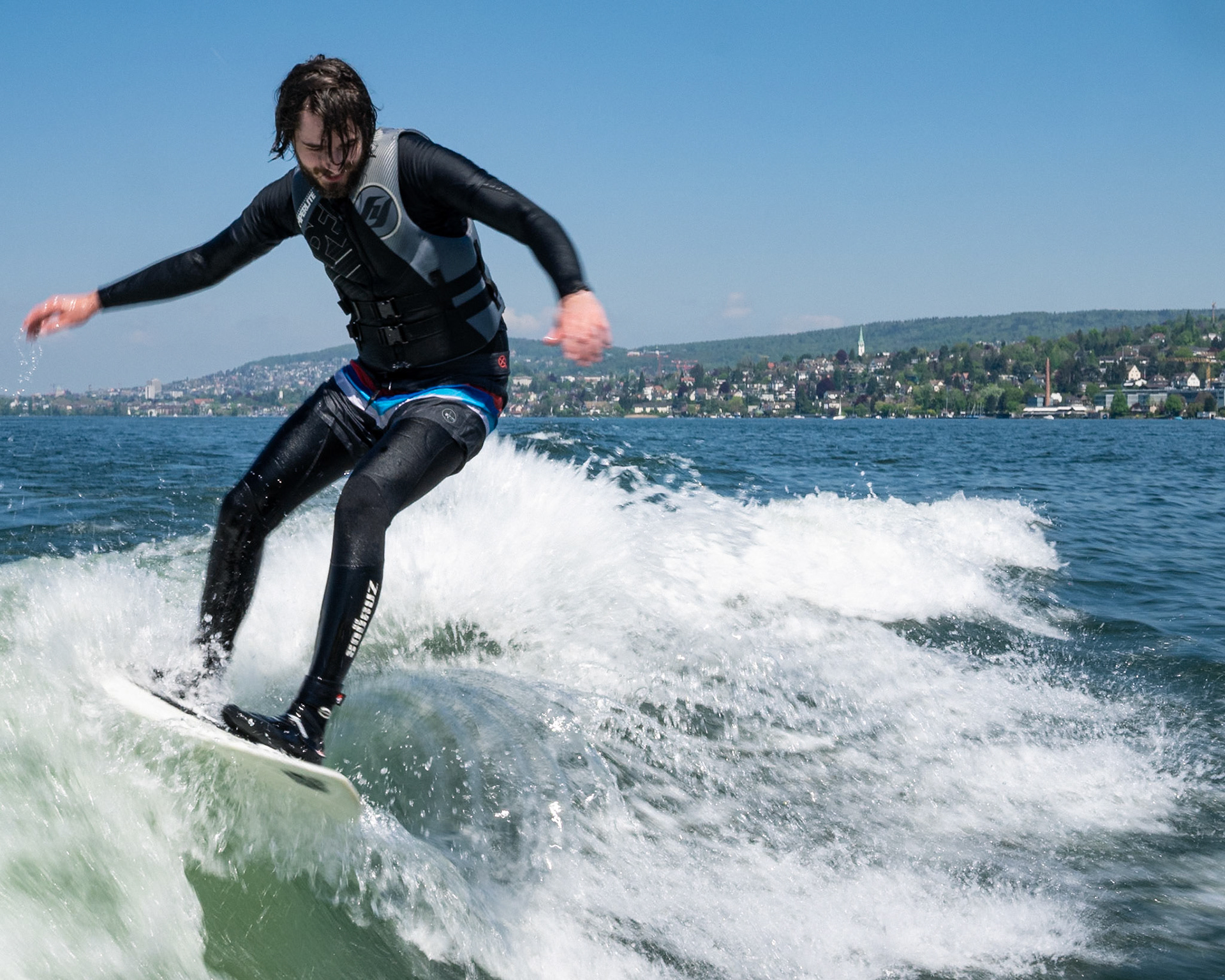 Wakeboarding on lake Zurich Switzerland
