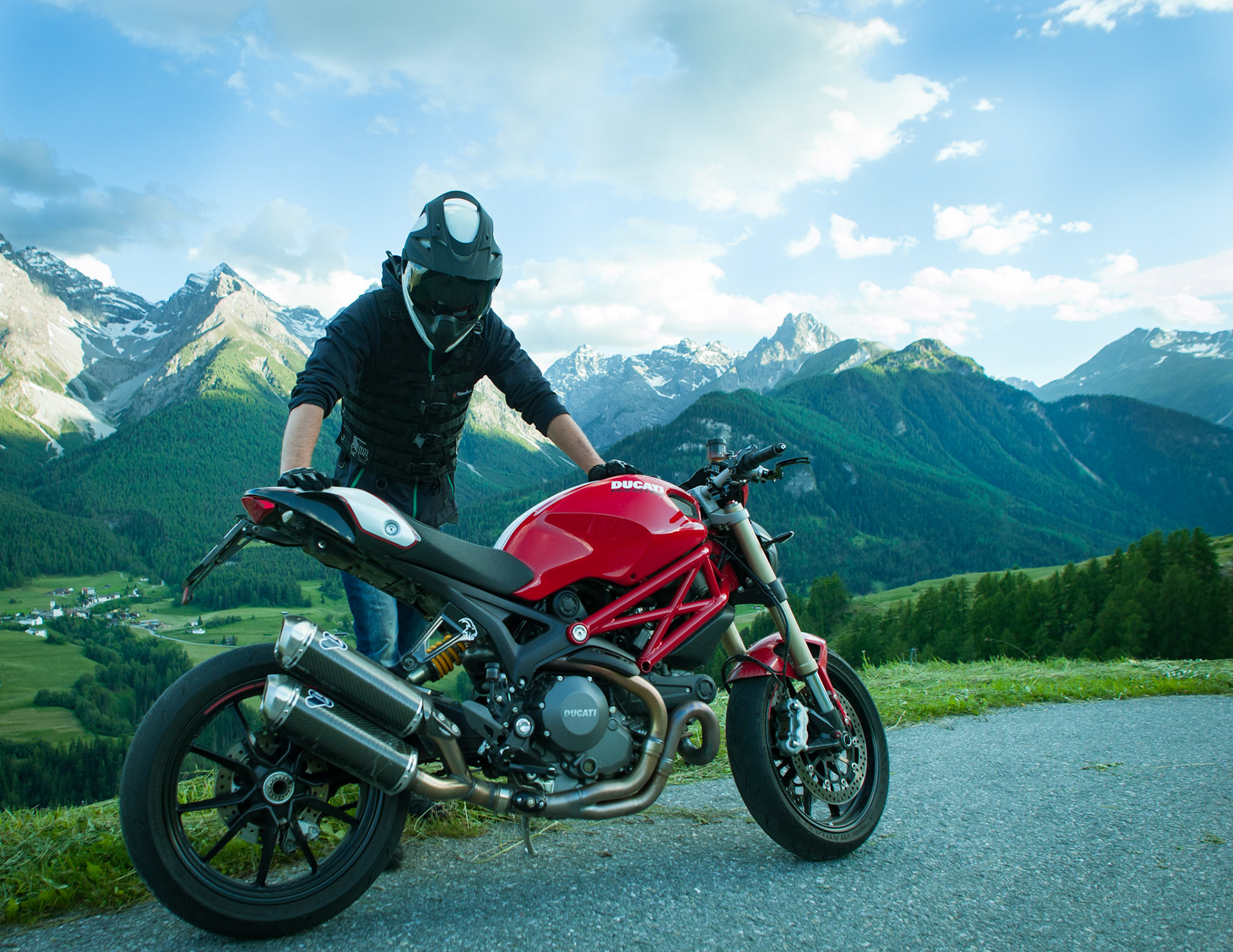 Motorbike in the Swiss mountains