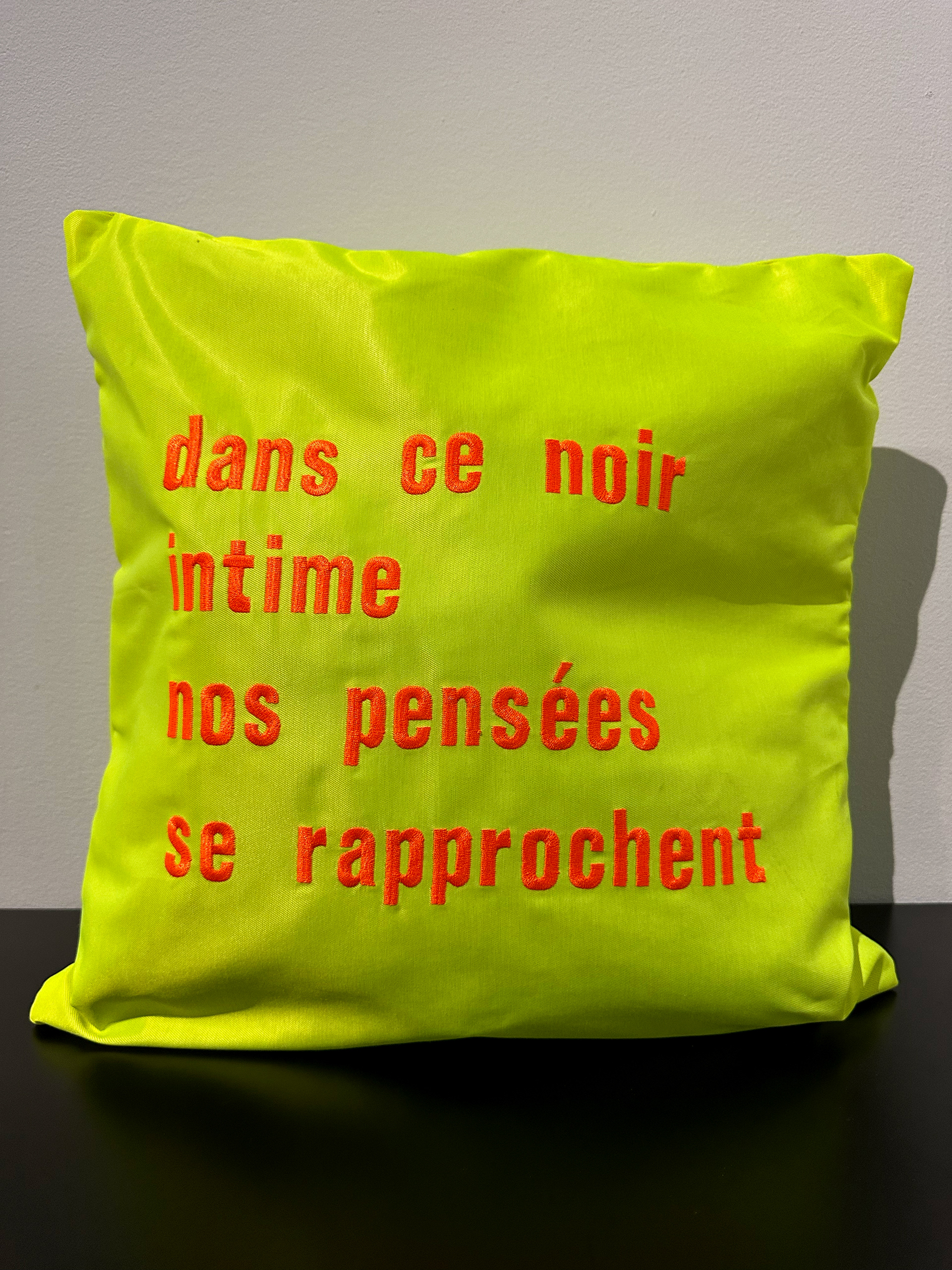 Poème sur coussin. 2023. Broderie mécanique sur tissu