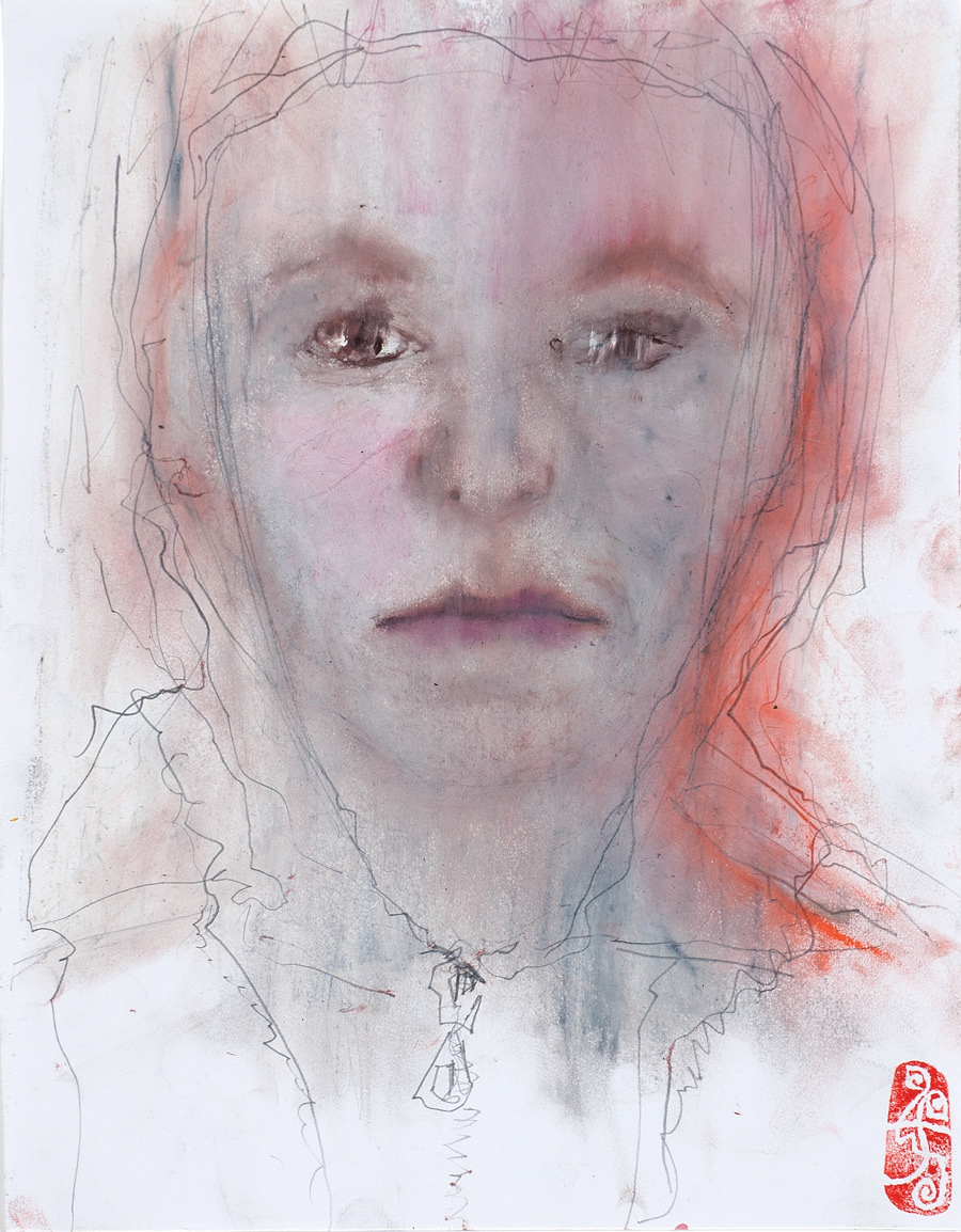 Je est un autre_2010_autoportrait.pastels à l'huile et crayon sur papier_11po x 14po