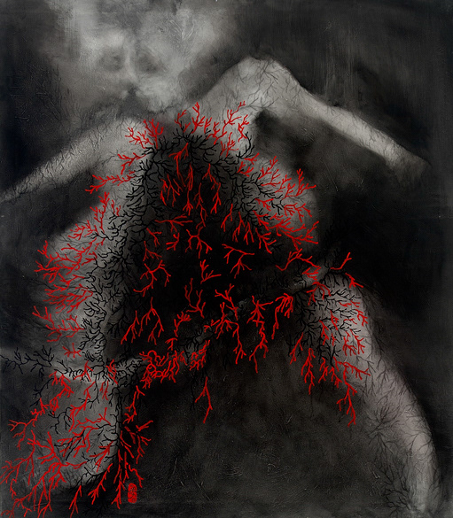 L'envoûtement des ombres_2007_techniques mixtes sur toile_36po x 48po