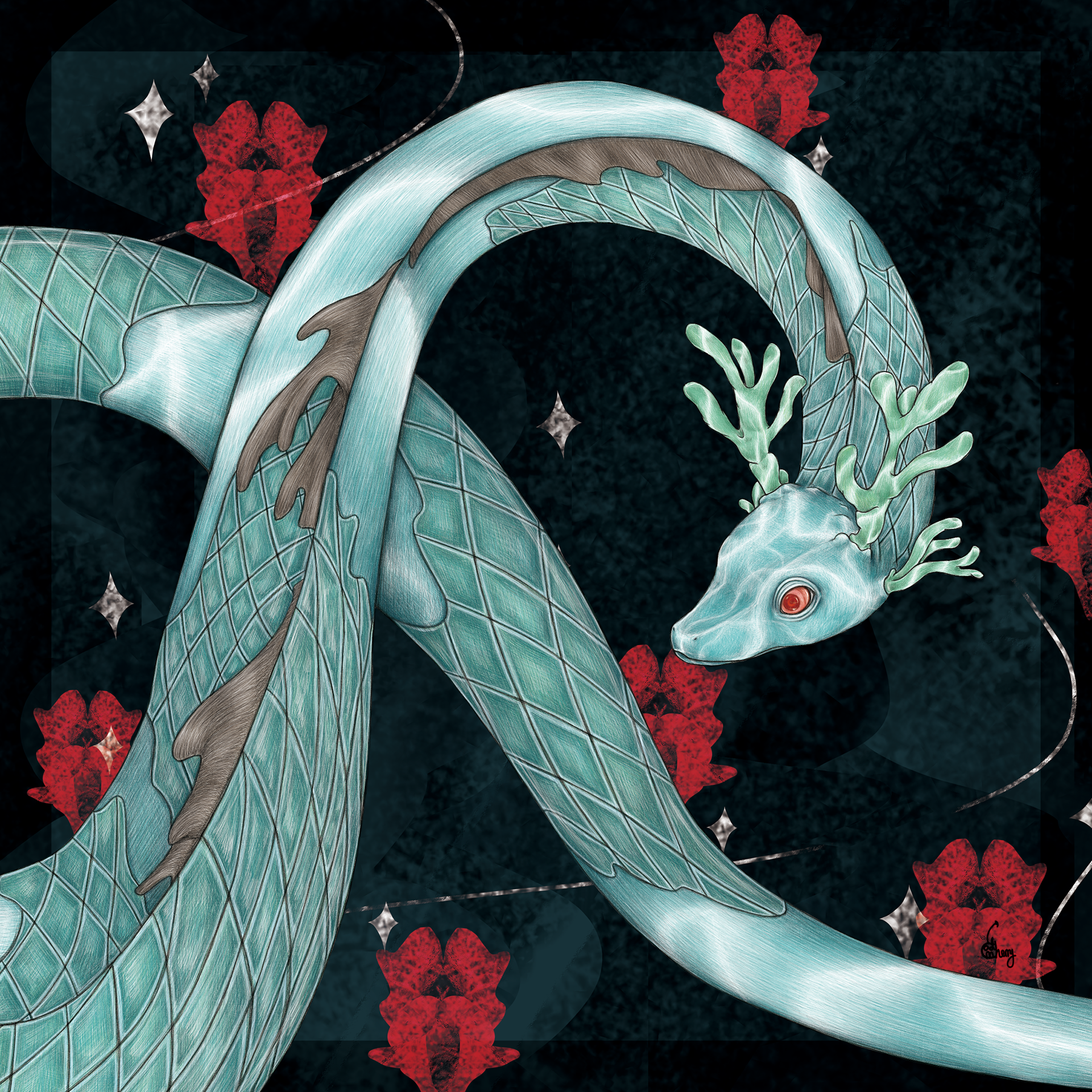 Jade Horn Dragon, cropped to square