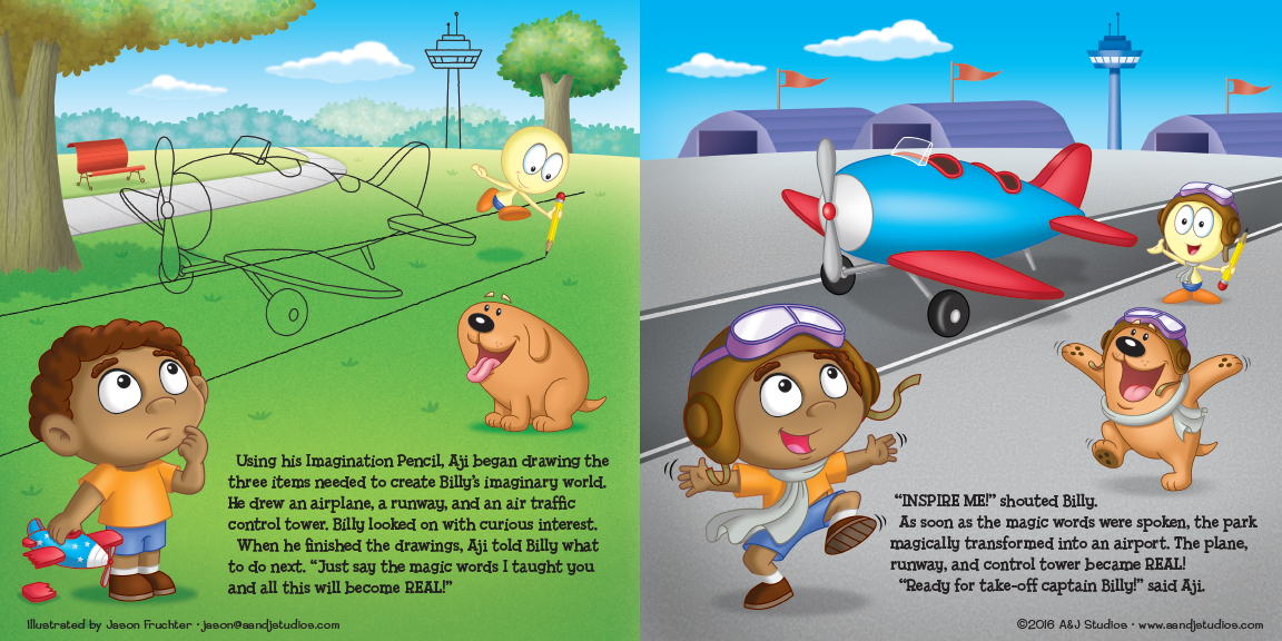 Aji Inspires! - "Let's Fly, Billy!" book spread