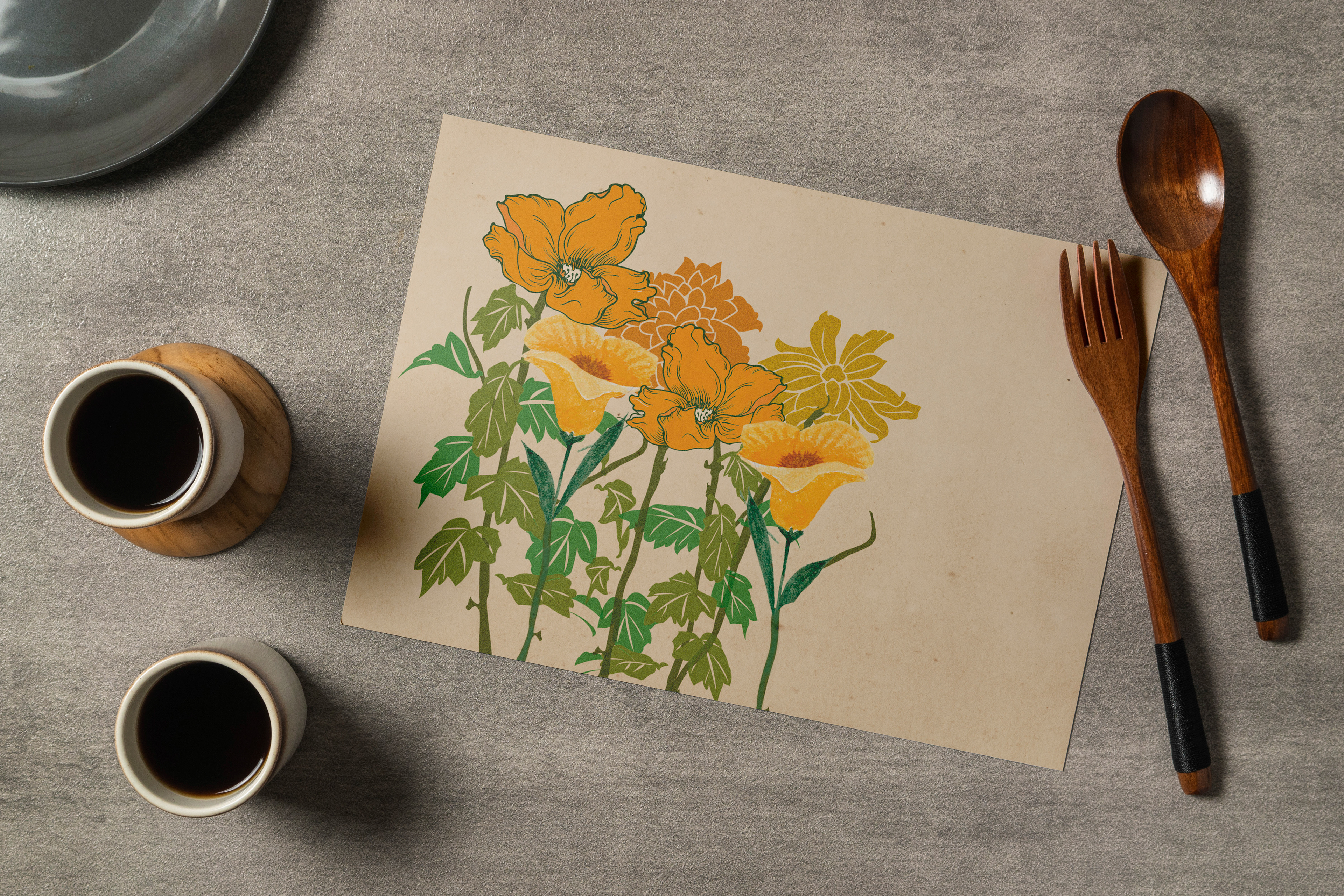 Flowers illustration for placemat