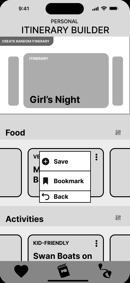 Save to Itinerary Screen