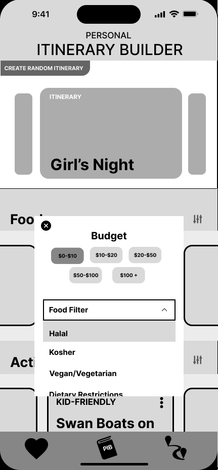 Filter Options Screen