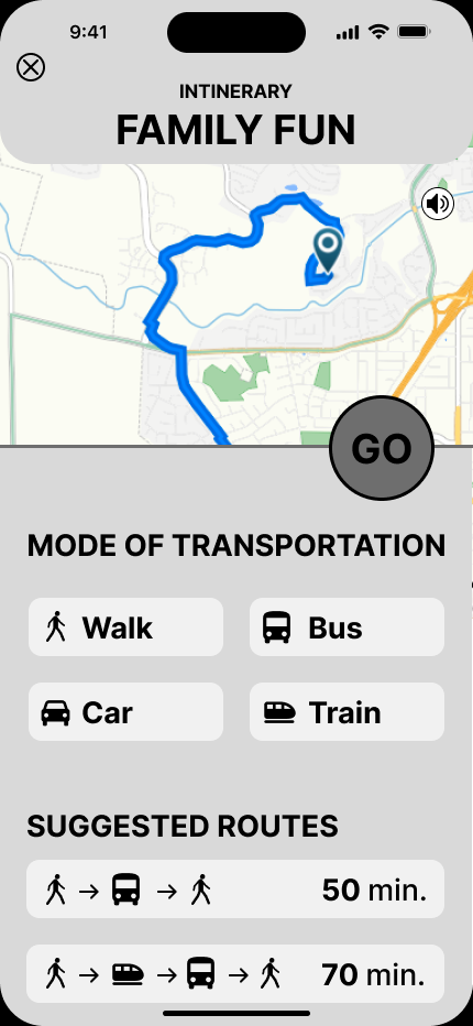 Modes of Transportation Screen