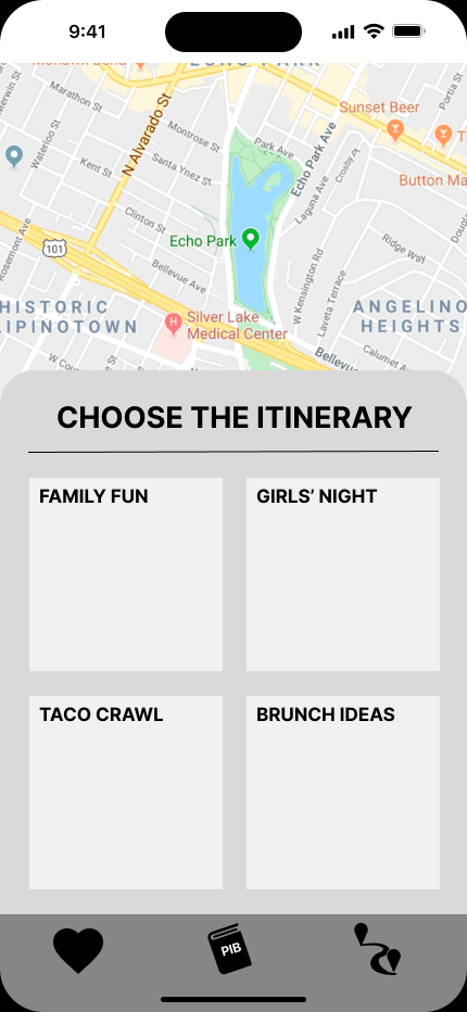 Choosing a Itinerary to Navigate to Screen