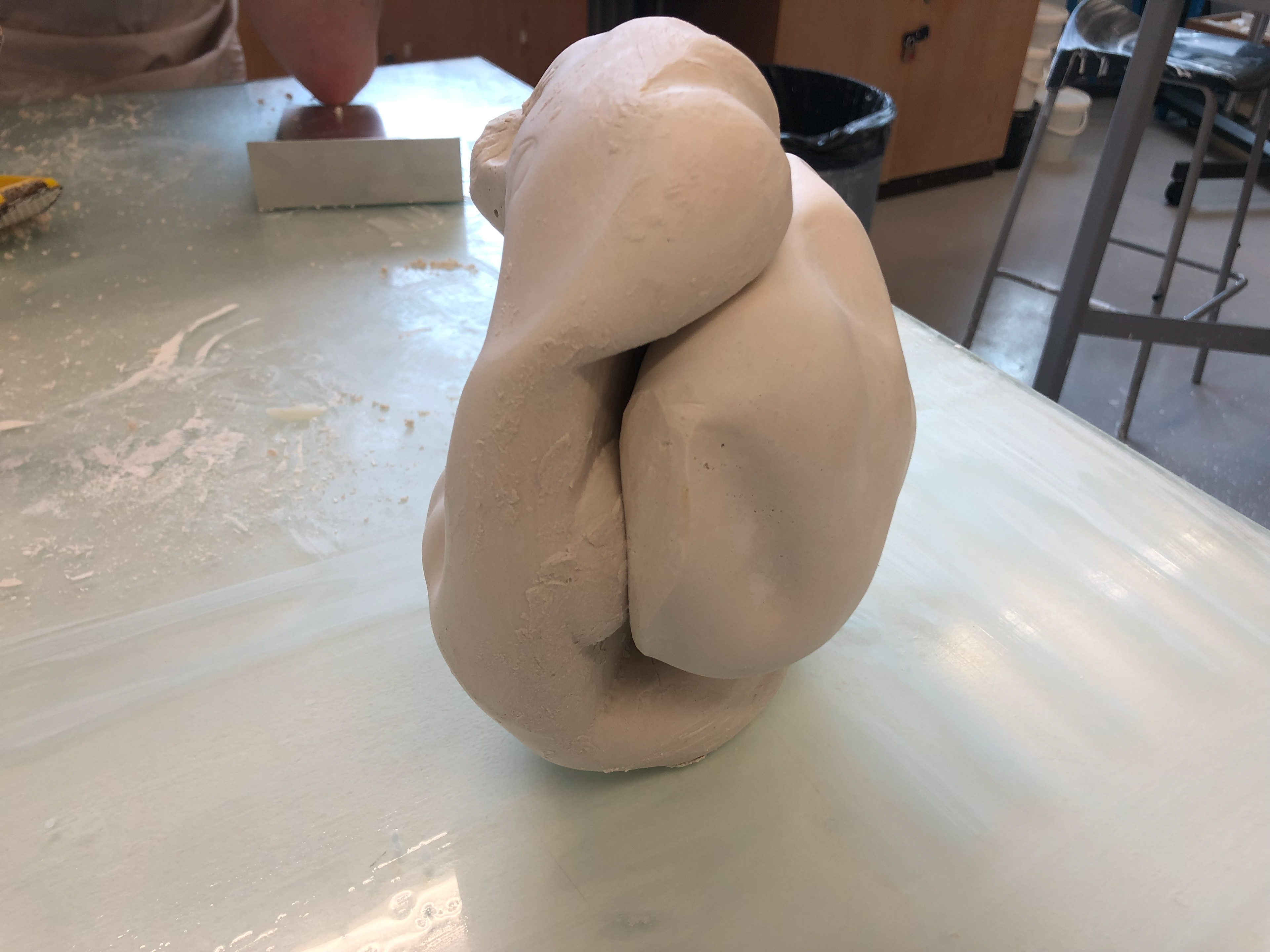 The two plaster sculpts interlocked after the plaster has set