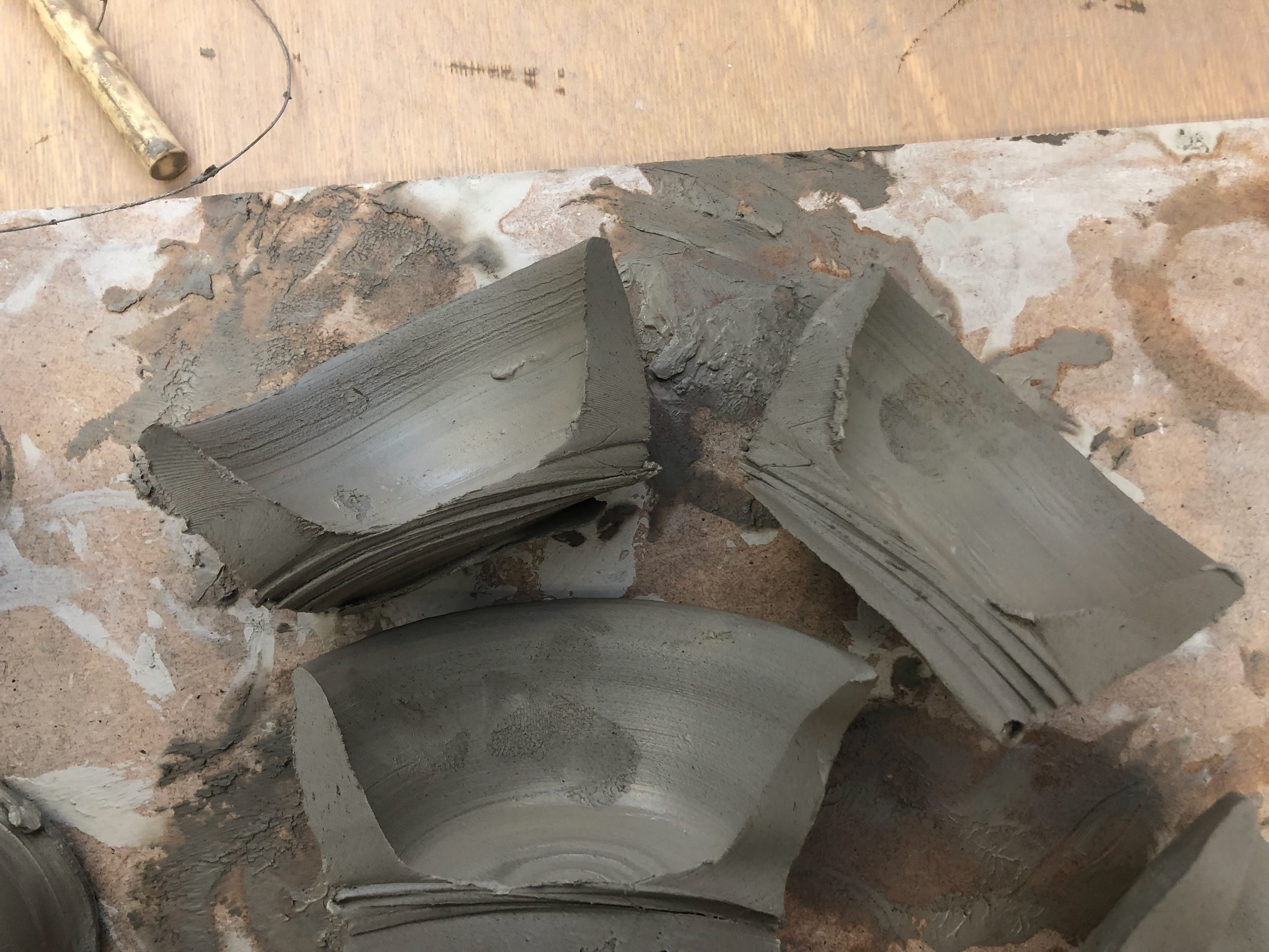Pots cut in half.