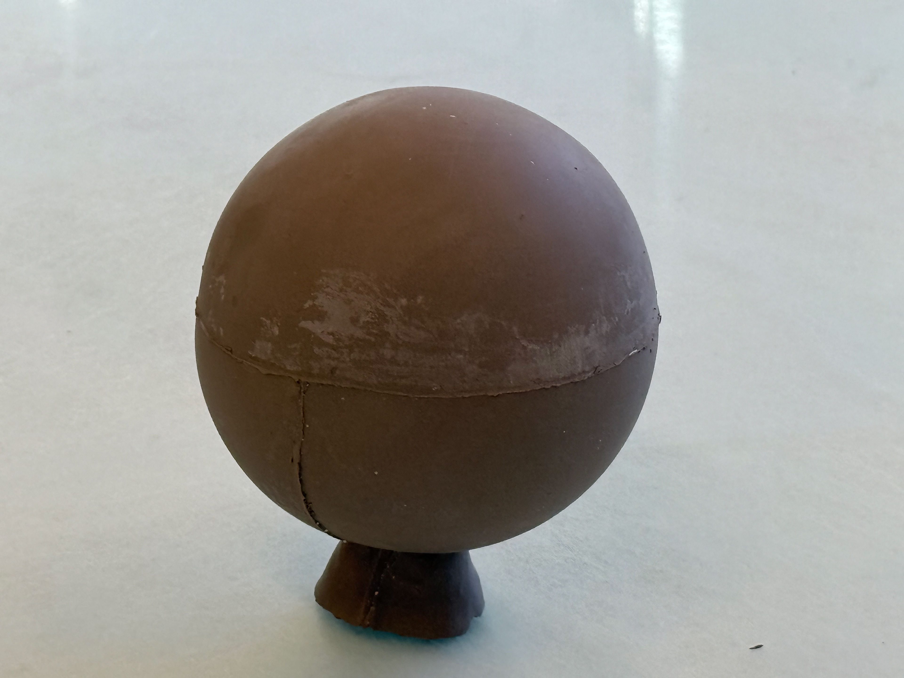 The sphere that took a total of 75 minutes from liquid to solid.