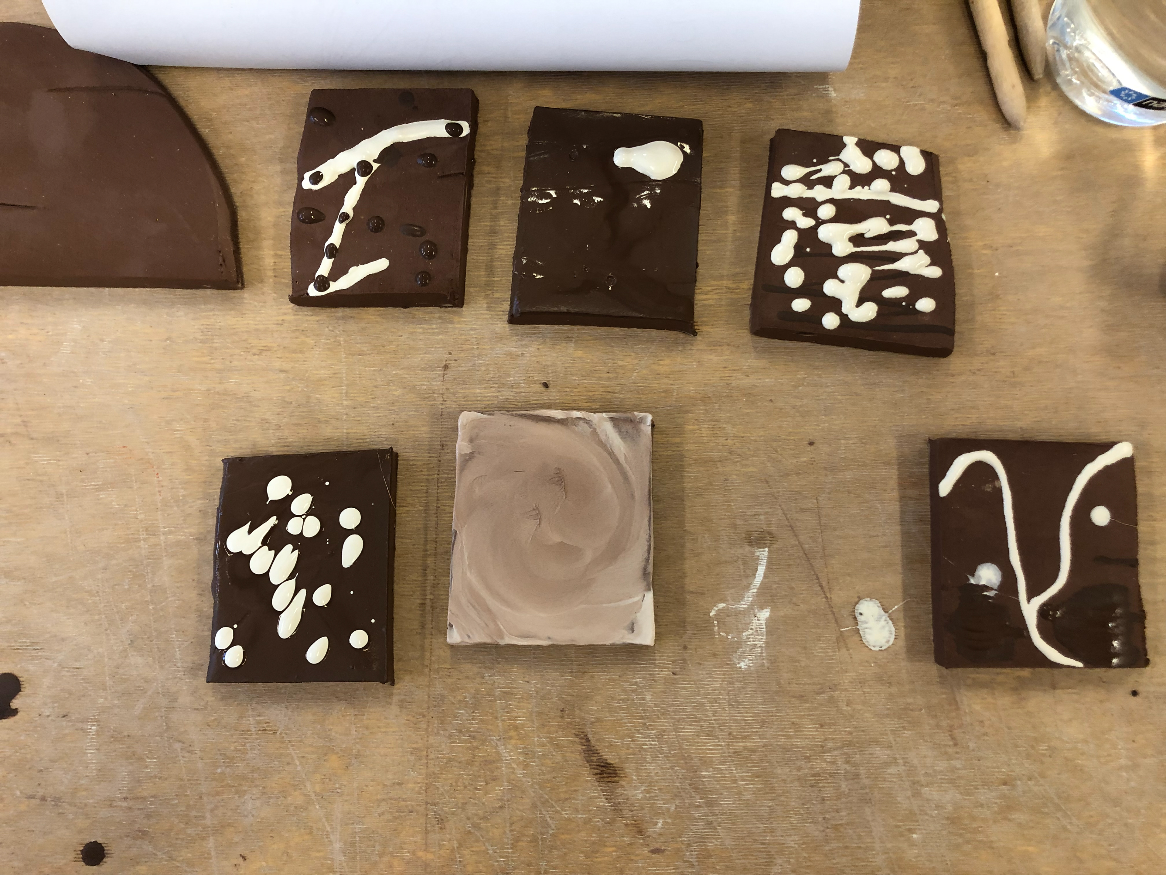Pieces after slip has been applied