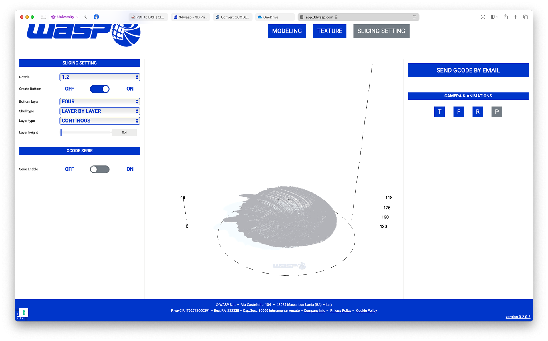 The slicing settings