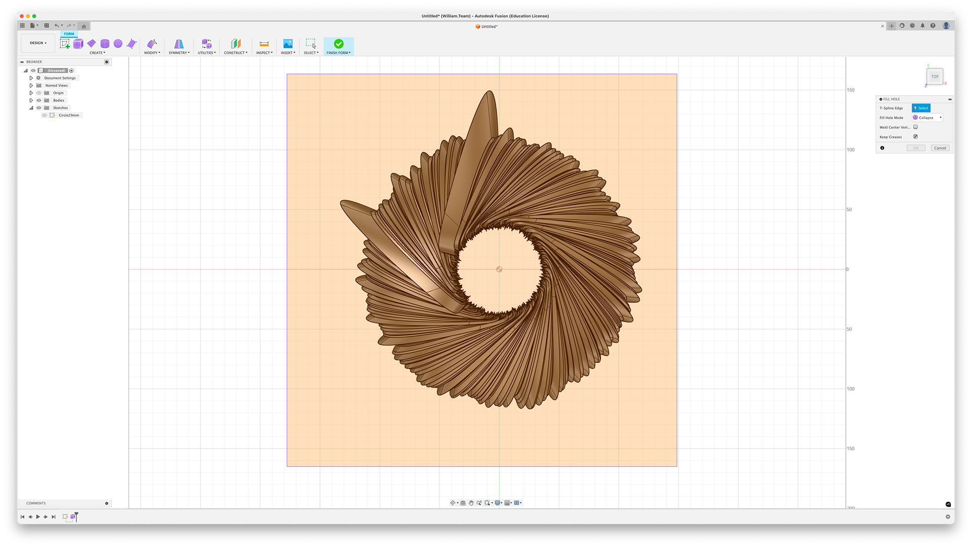Select the whole object and fill in, set to "Collapse" and "Keep Creases"