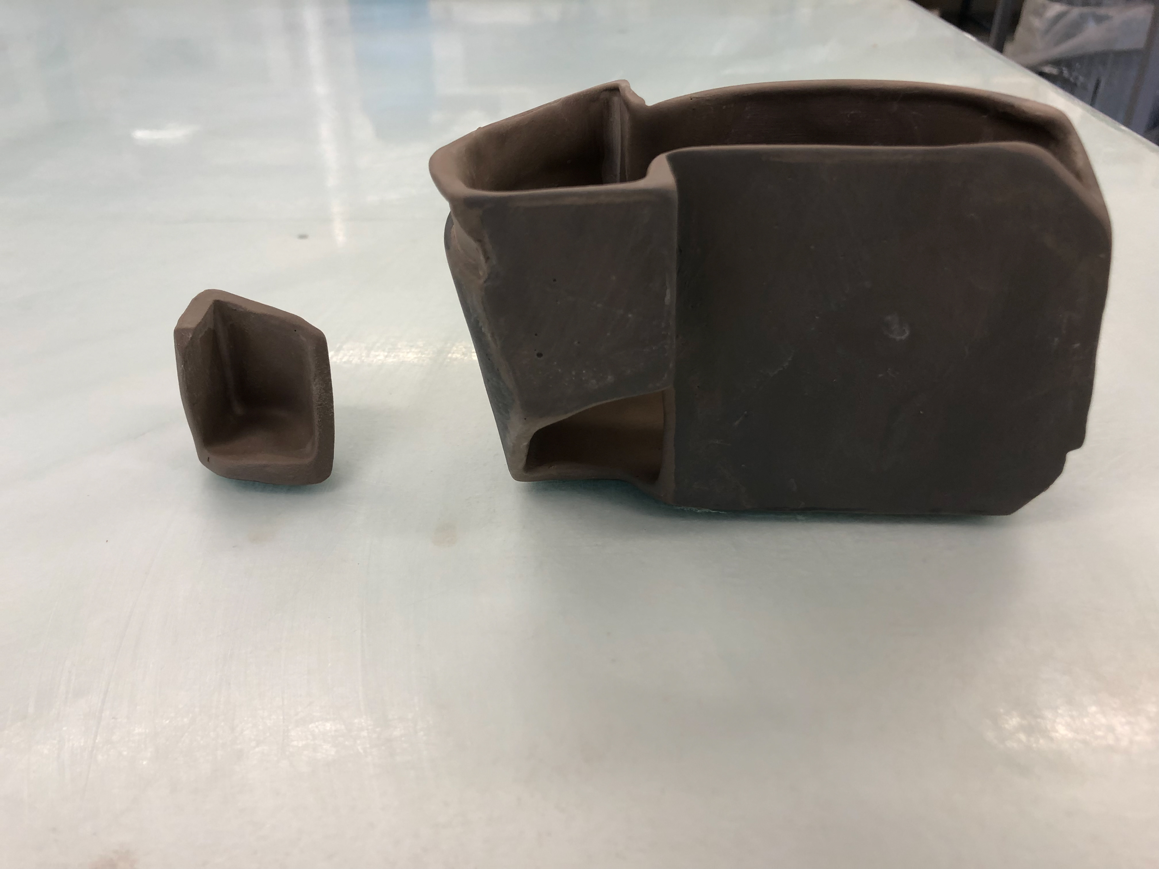 The two pieces before glazing