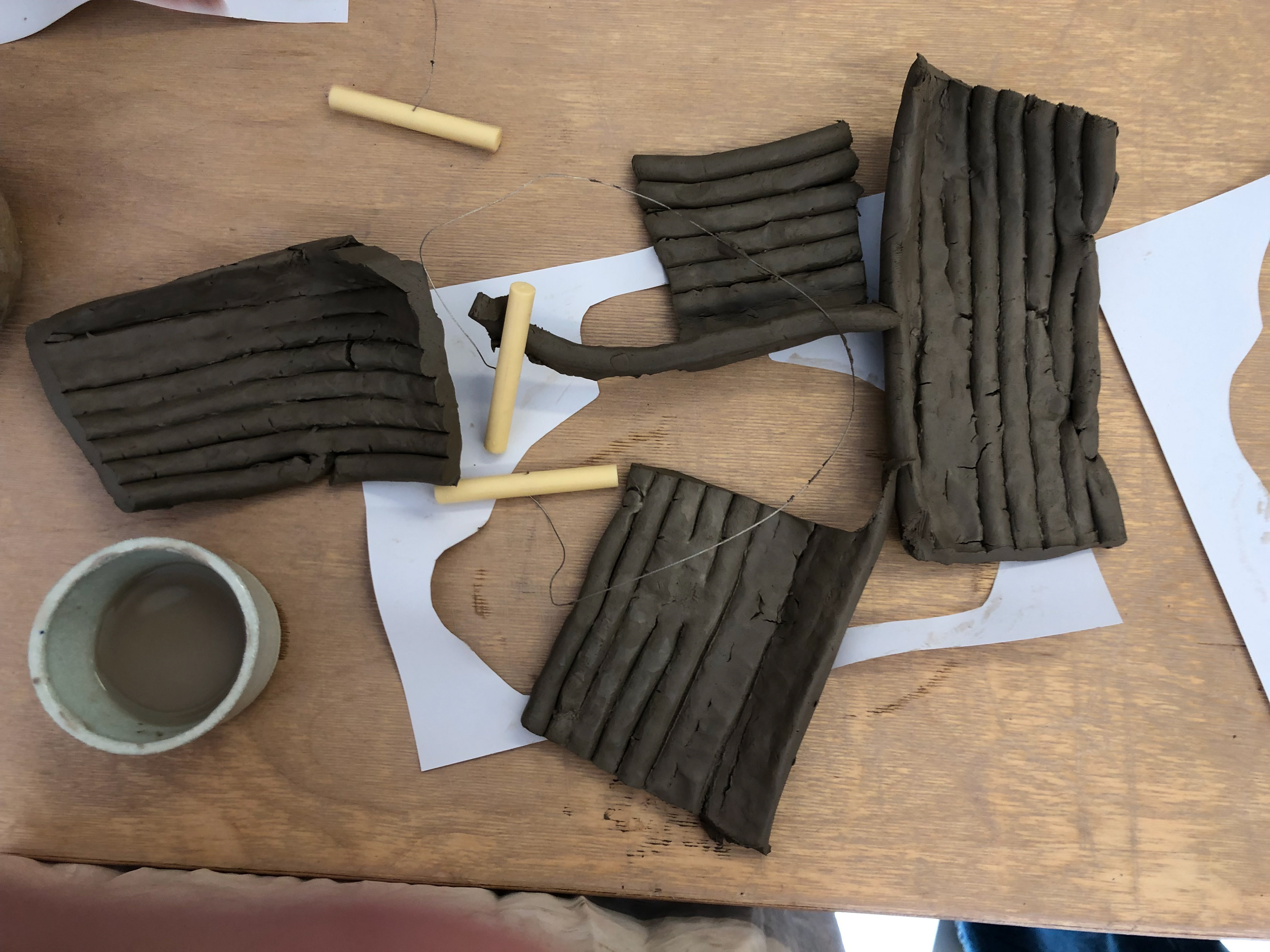 The vessel cut into 4 pieces using a wire tool.
