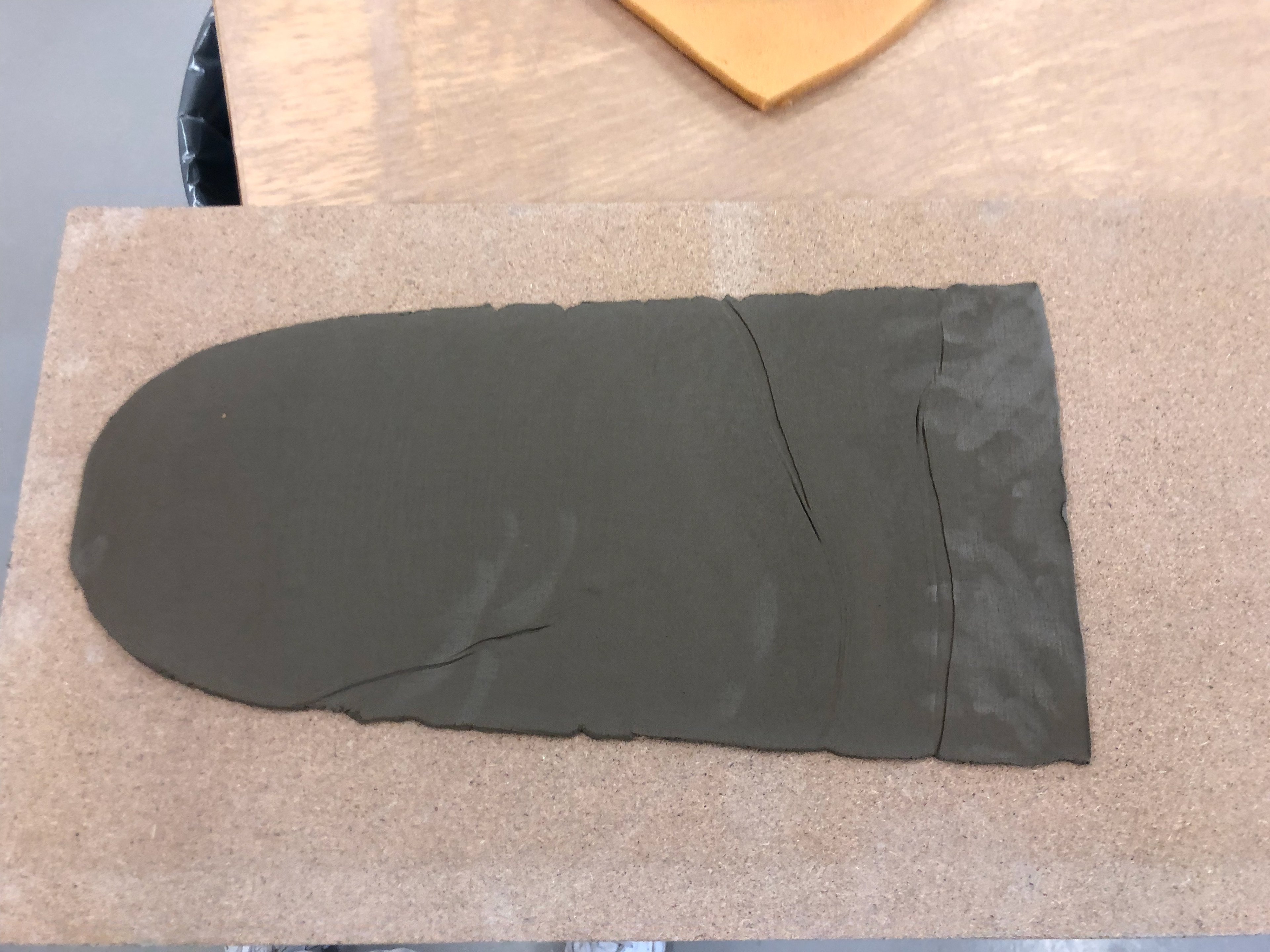 Rolled out slab with marking from cloth. I wanted to keep the lines because it "added character"