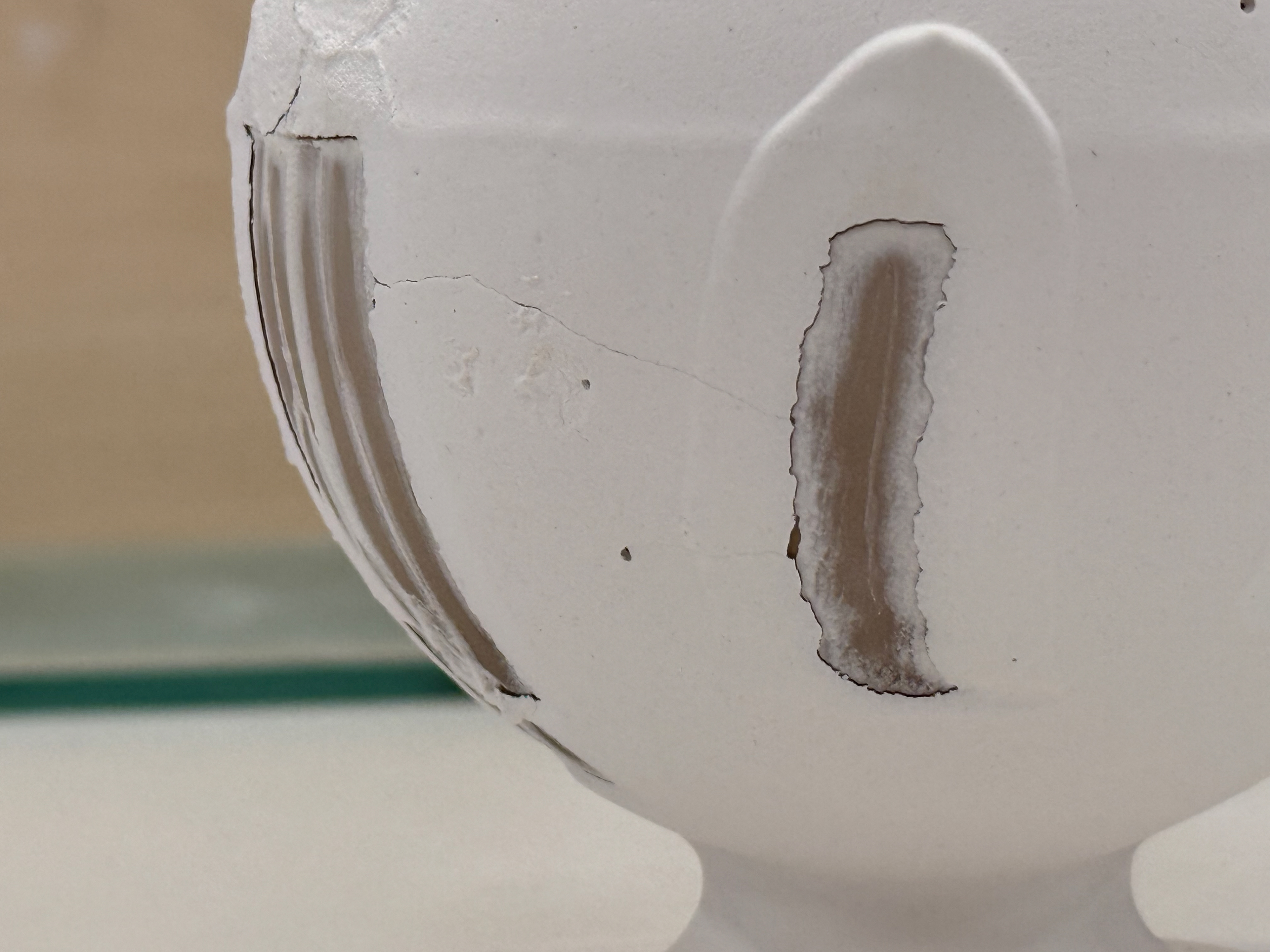 Close up of a crack that formed.