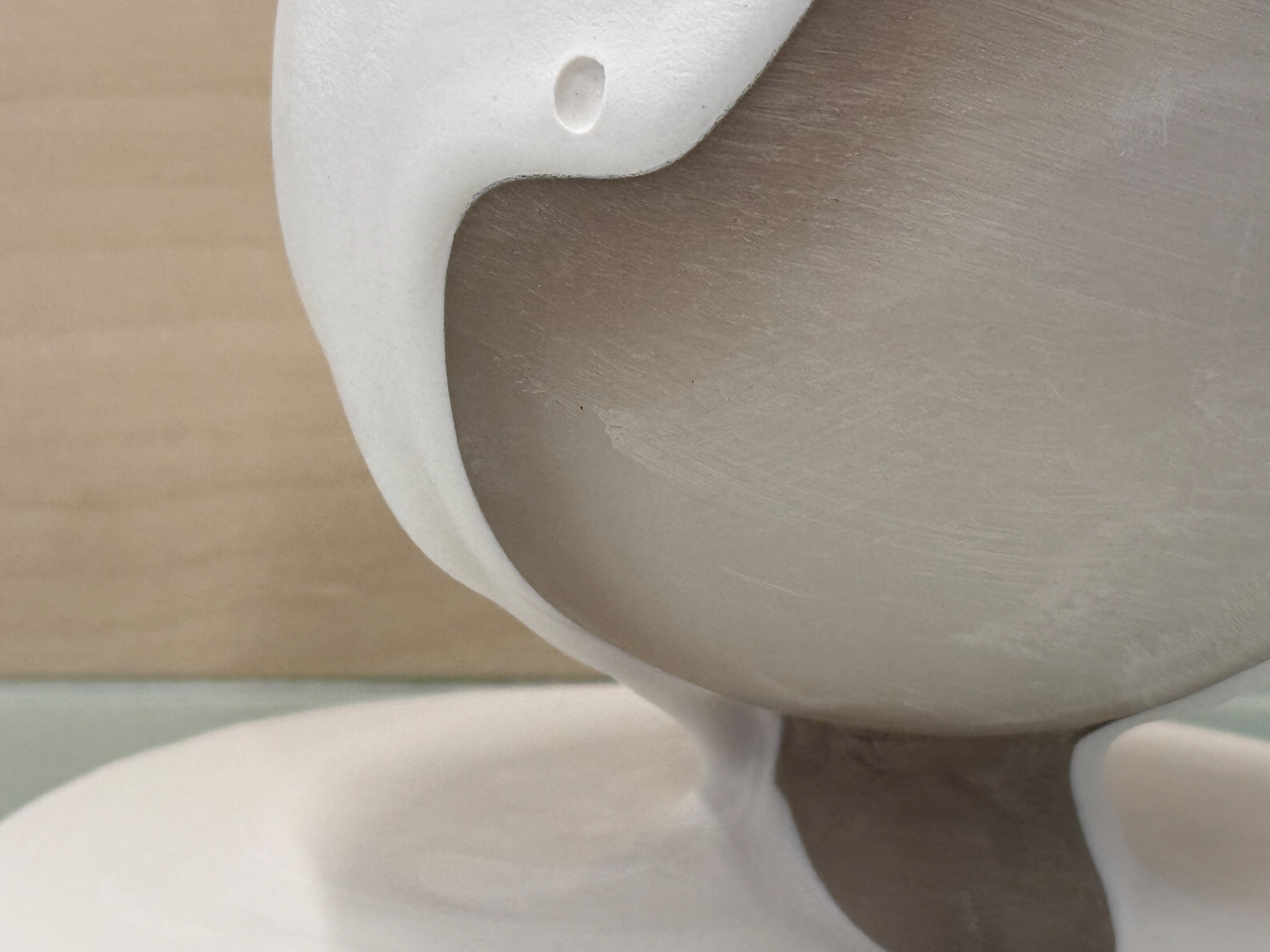 Close up of the drying line with an popped air bubble from the plaster.,