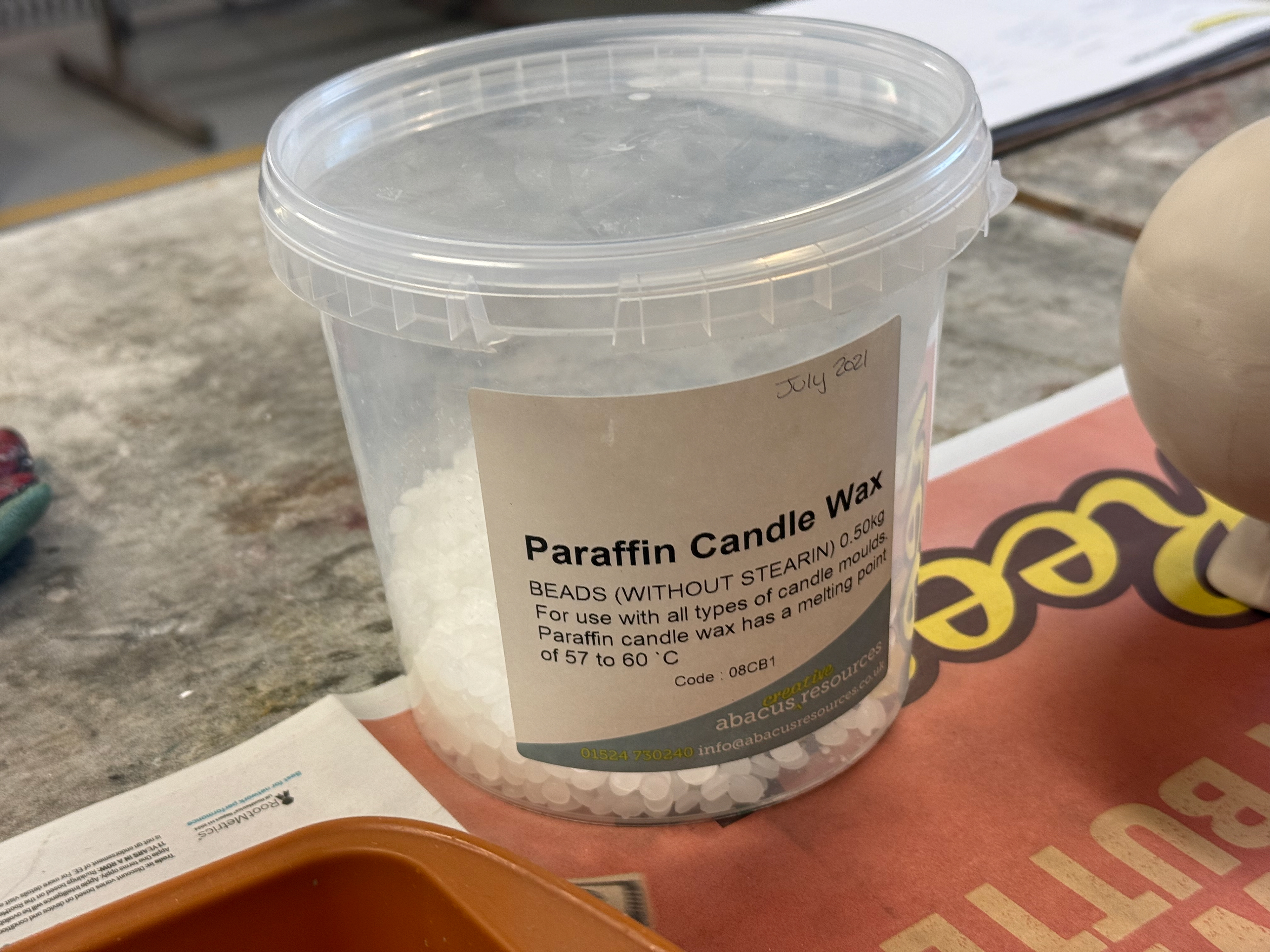 The Paraffin wax used.
