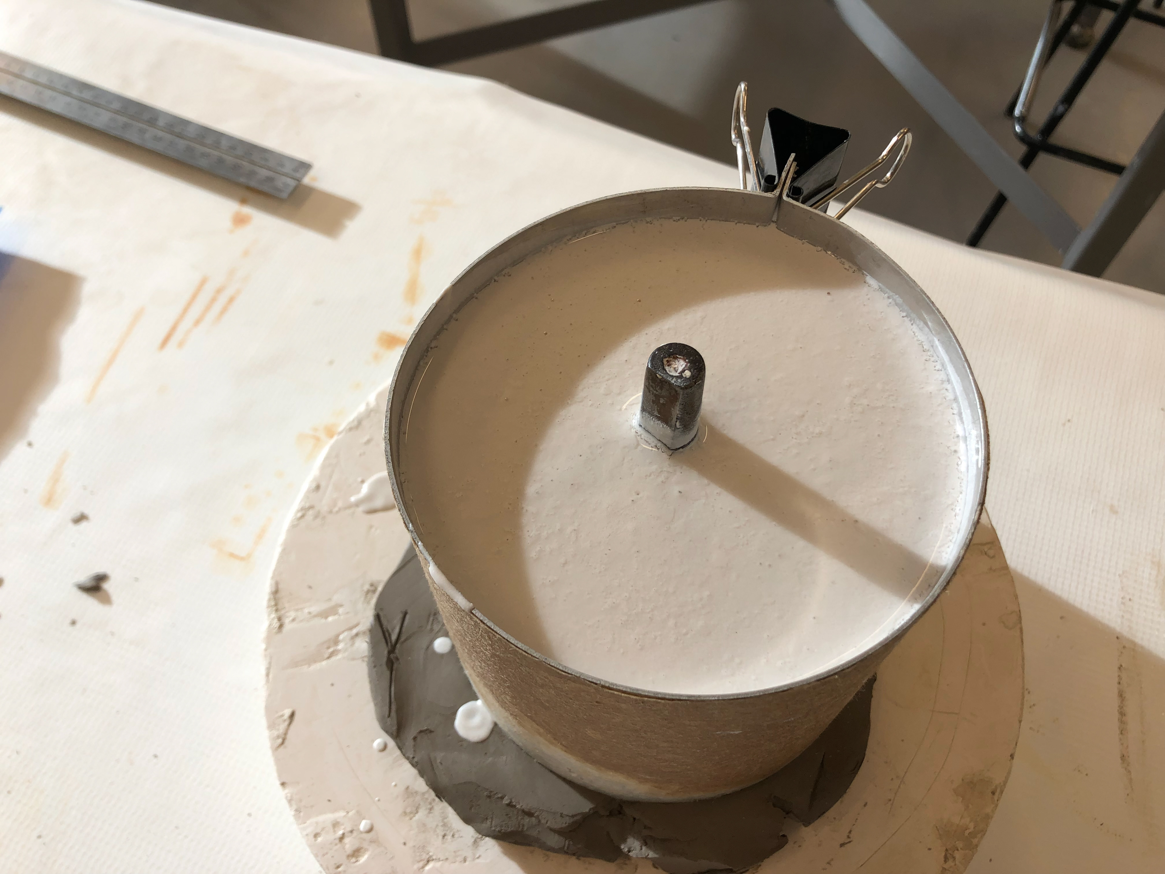 Poured plaster.