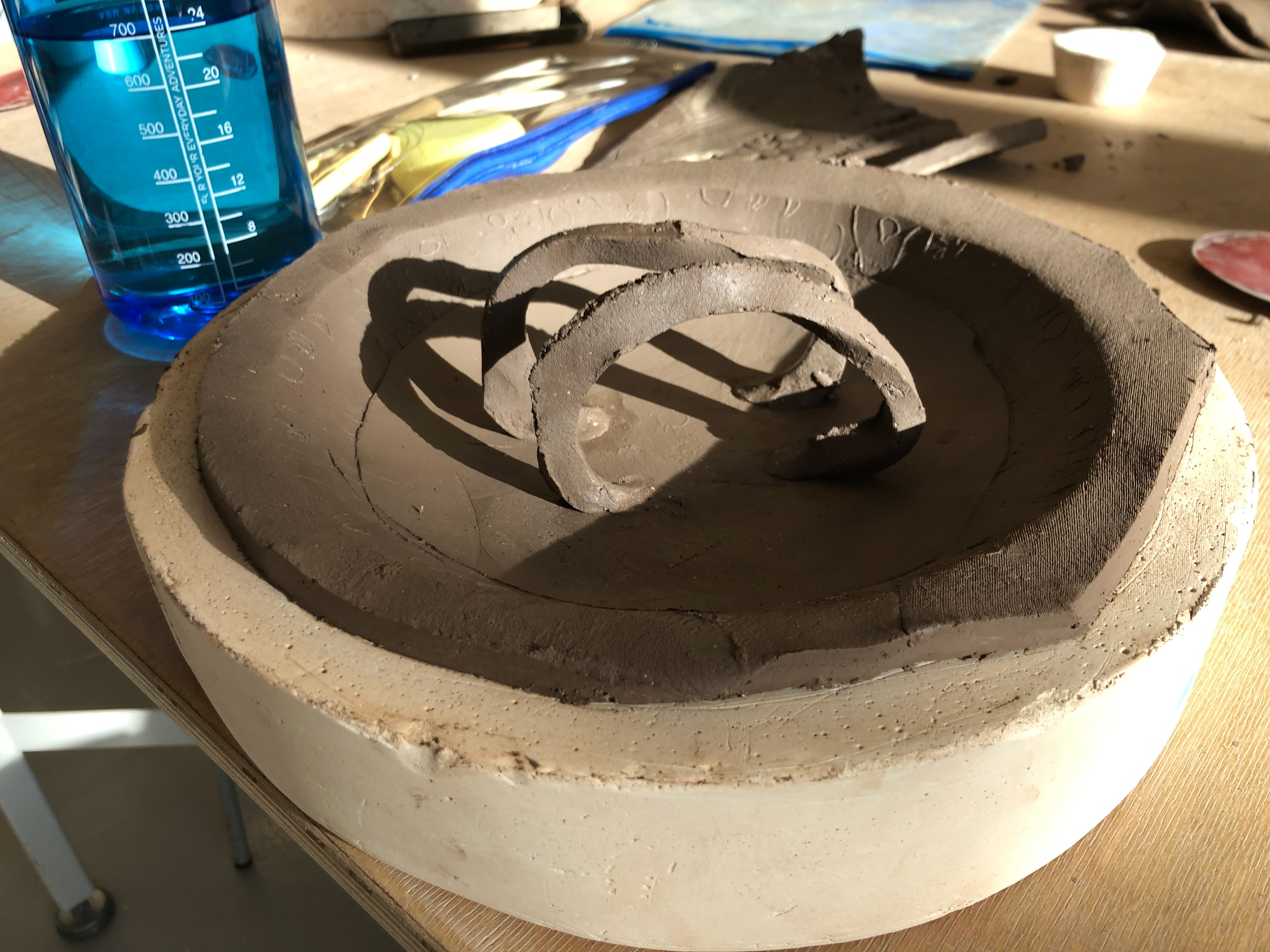 The clay I rolled out is in a plaster mould. I added two arches that for aesthetics only.