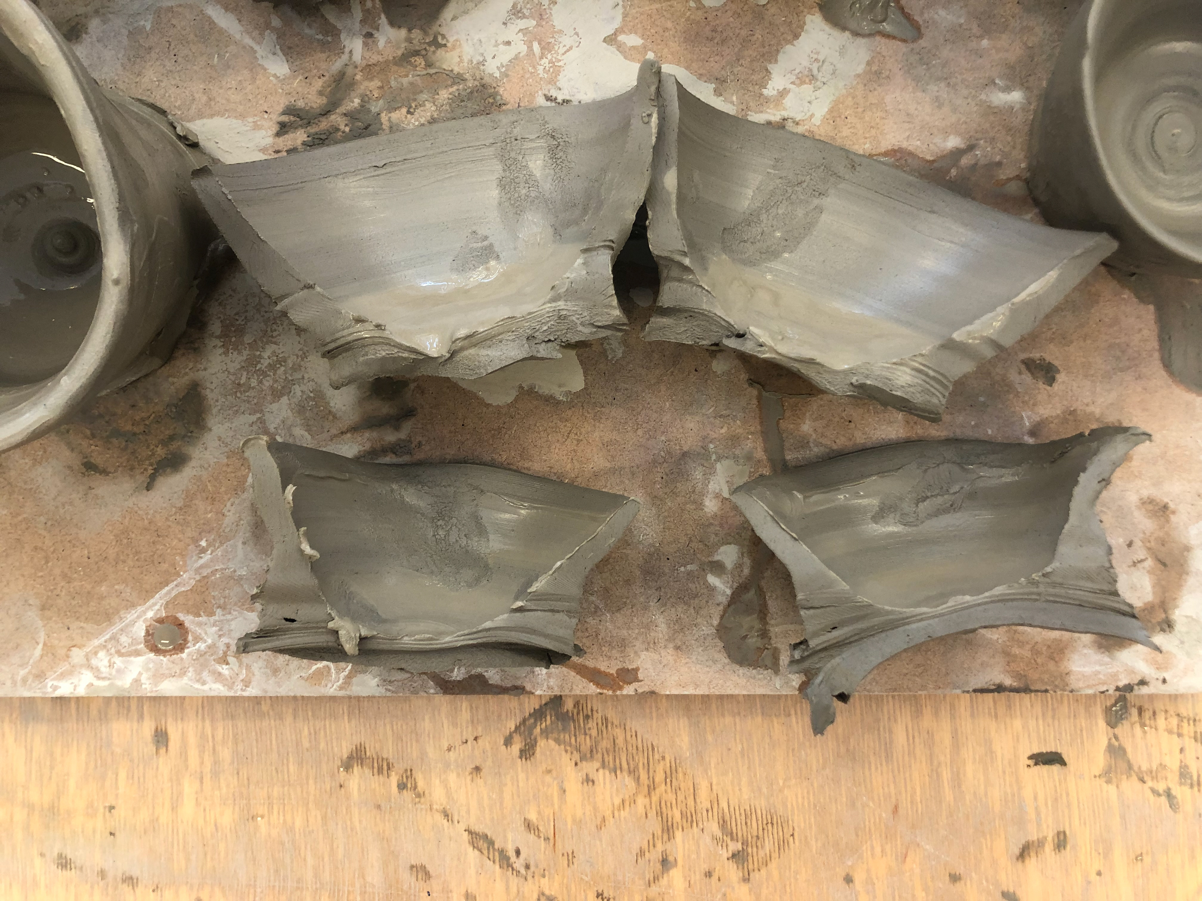 Pots cut in half.