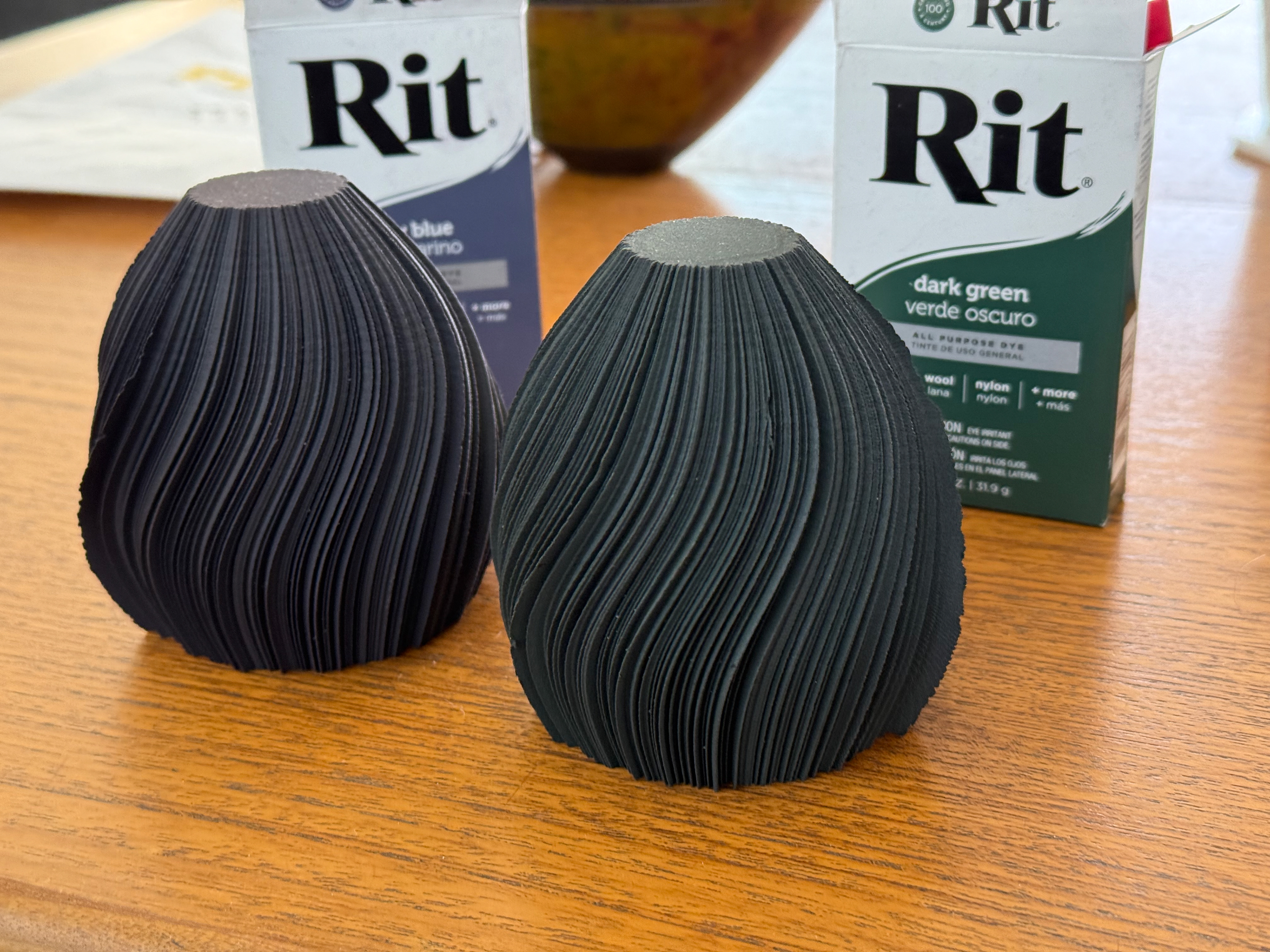 Side by side next to the dye boxes