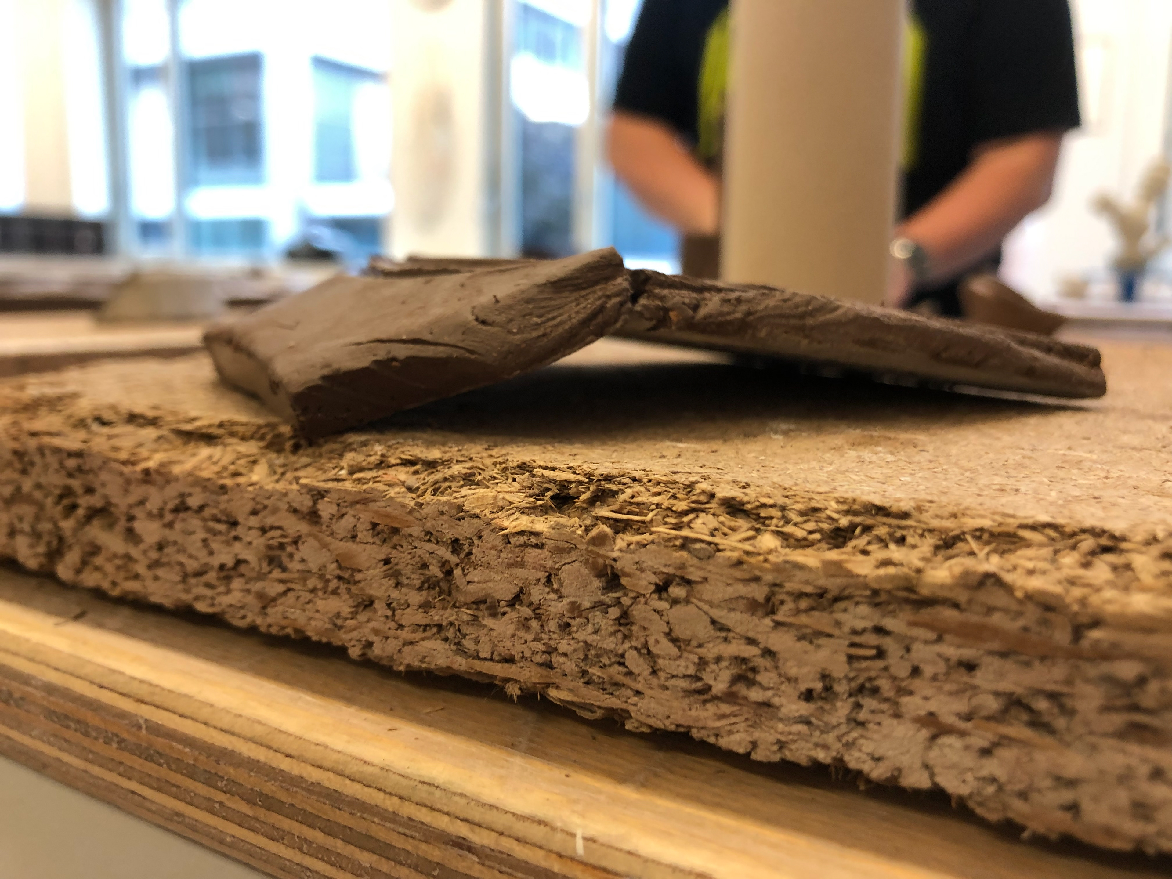 Bending leather hard clay to create a break and new texture