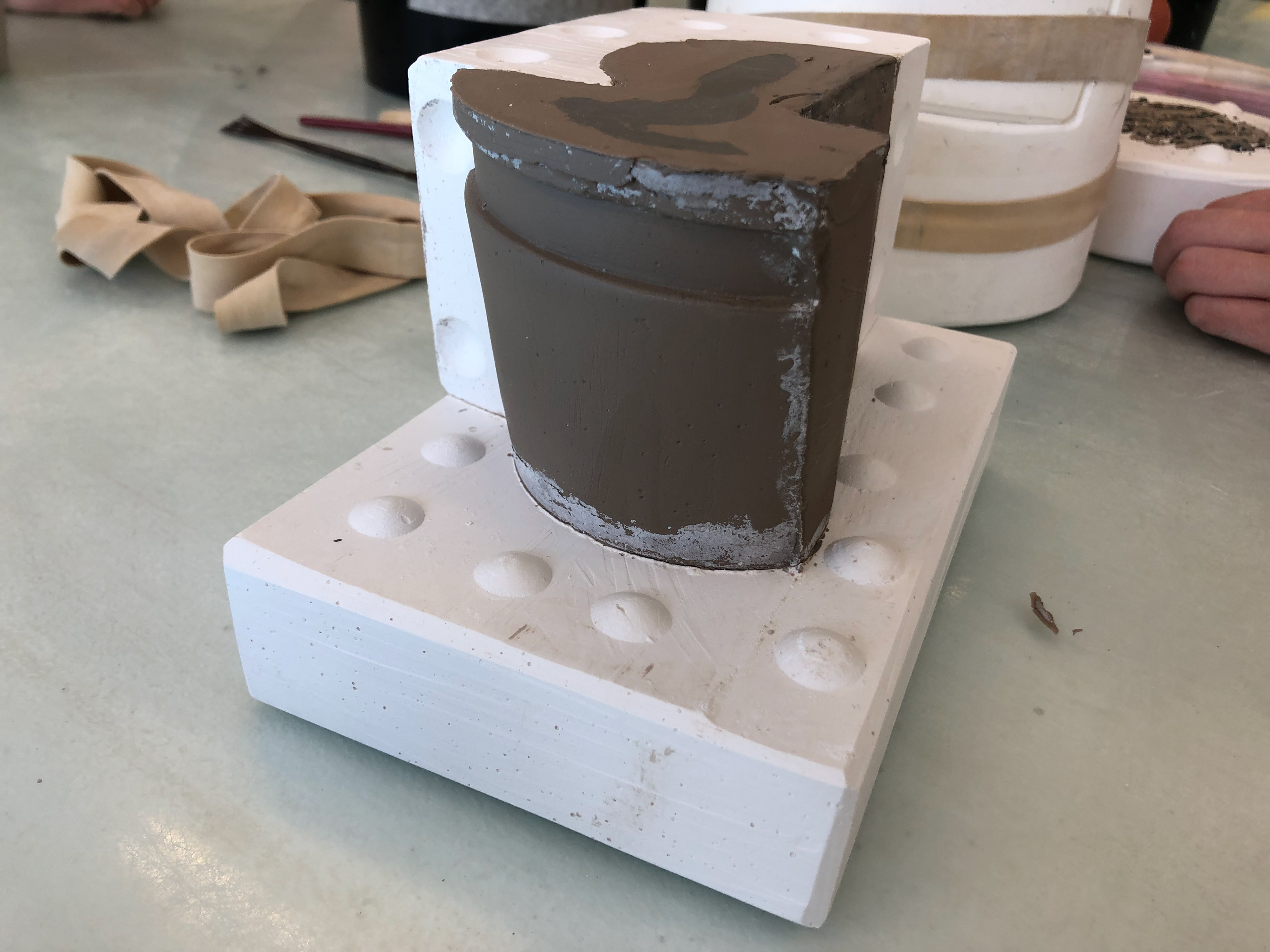 One side was still taking off some of the loose plaster form the mould.