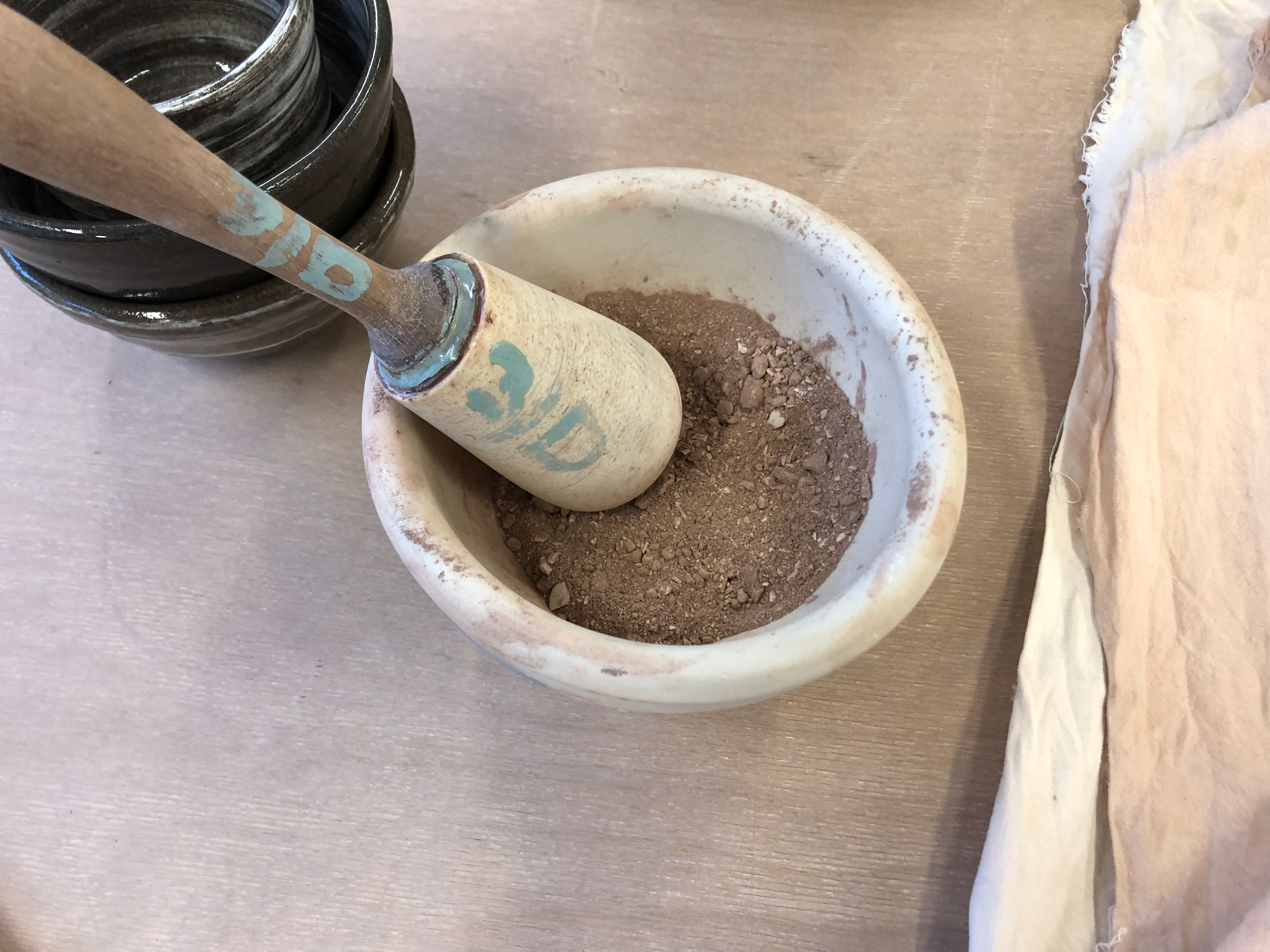 Crushed up leather hard clay