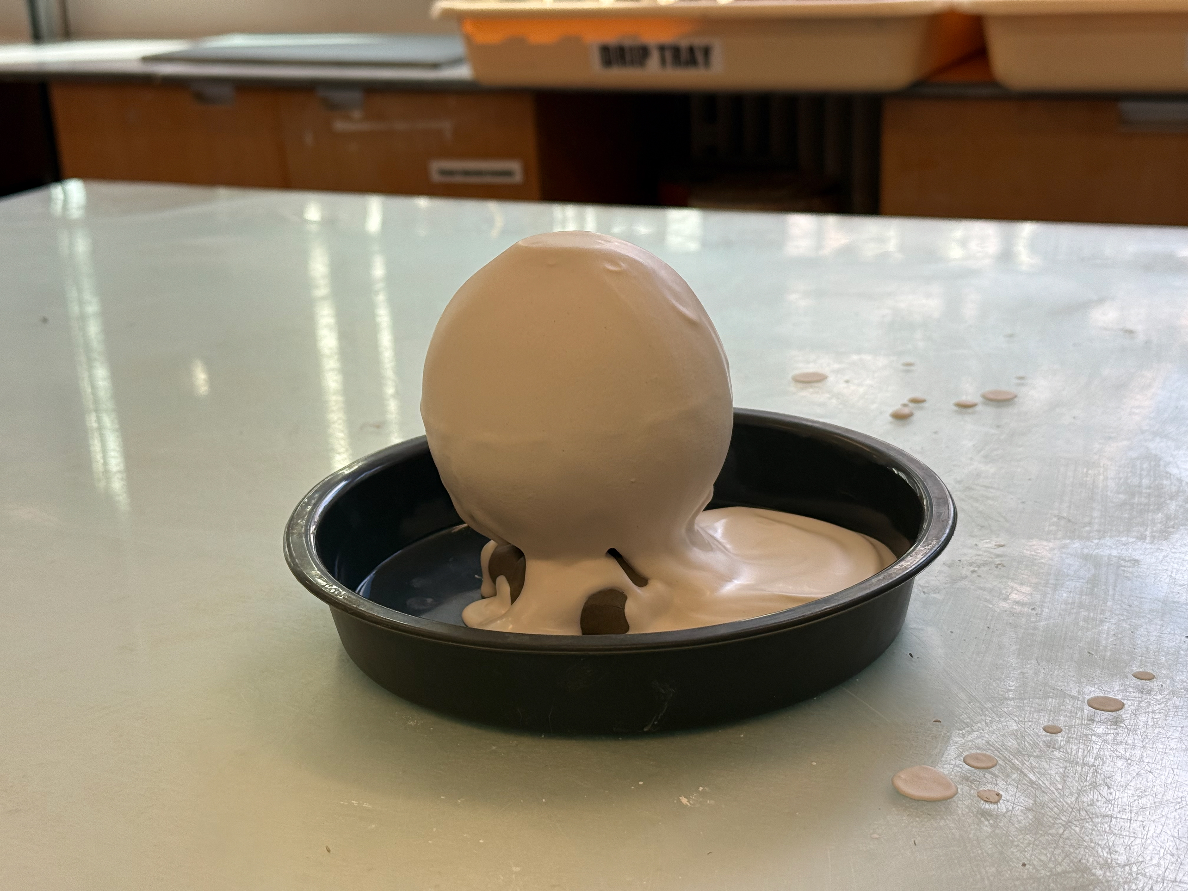 The plaster setting.