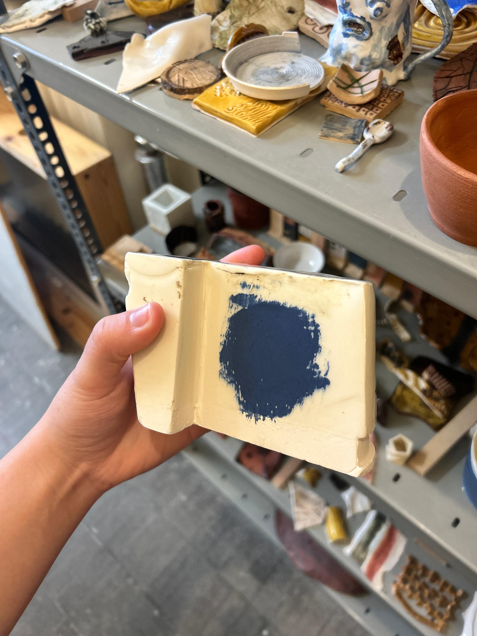 After a clear glaze and firing.