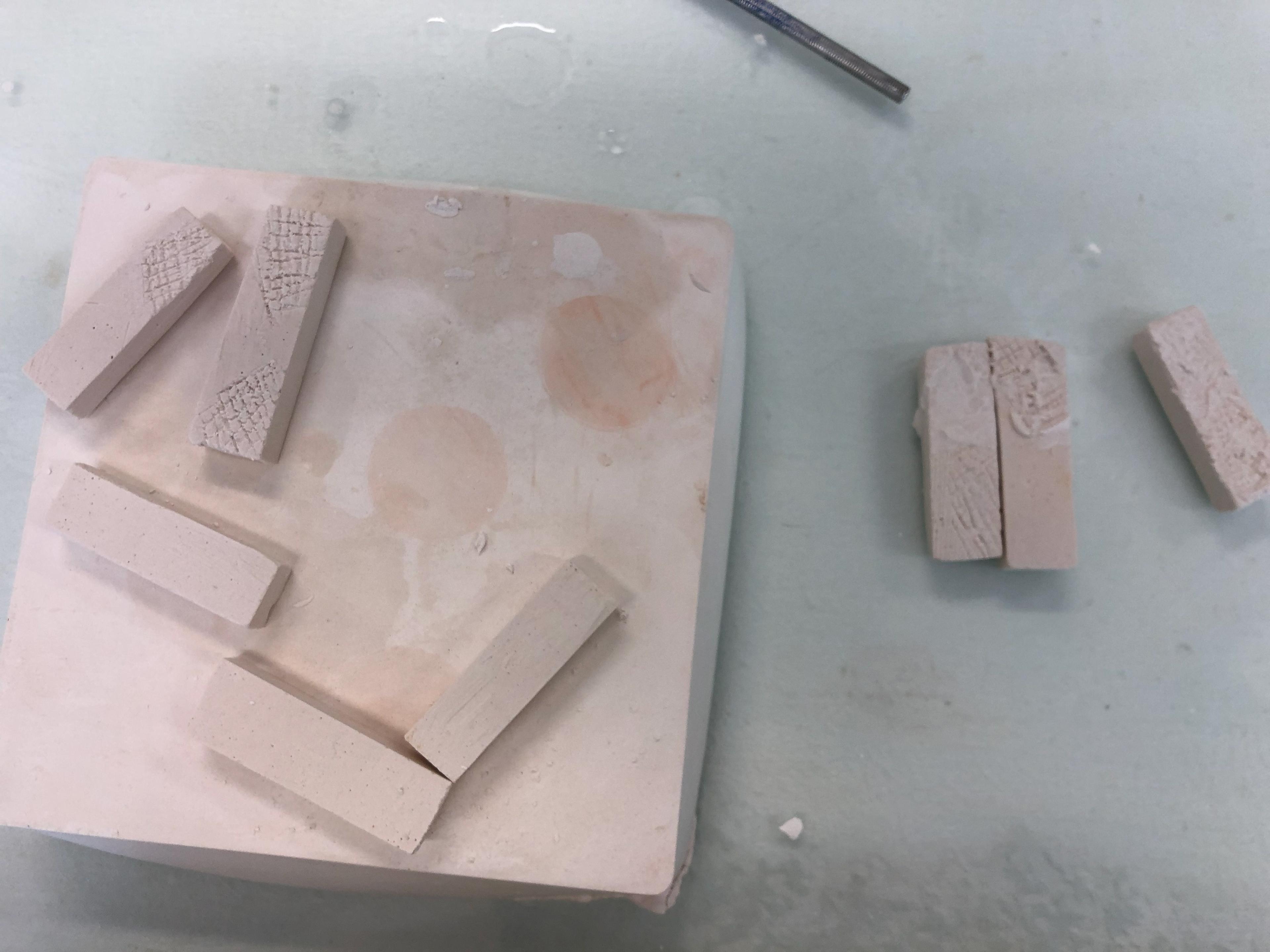 Cutting indents into the block to help the blocks join