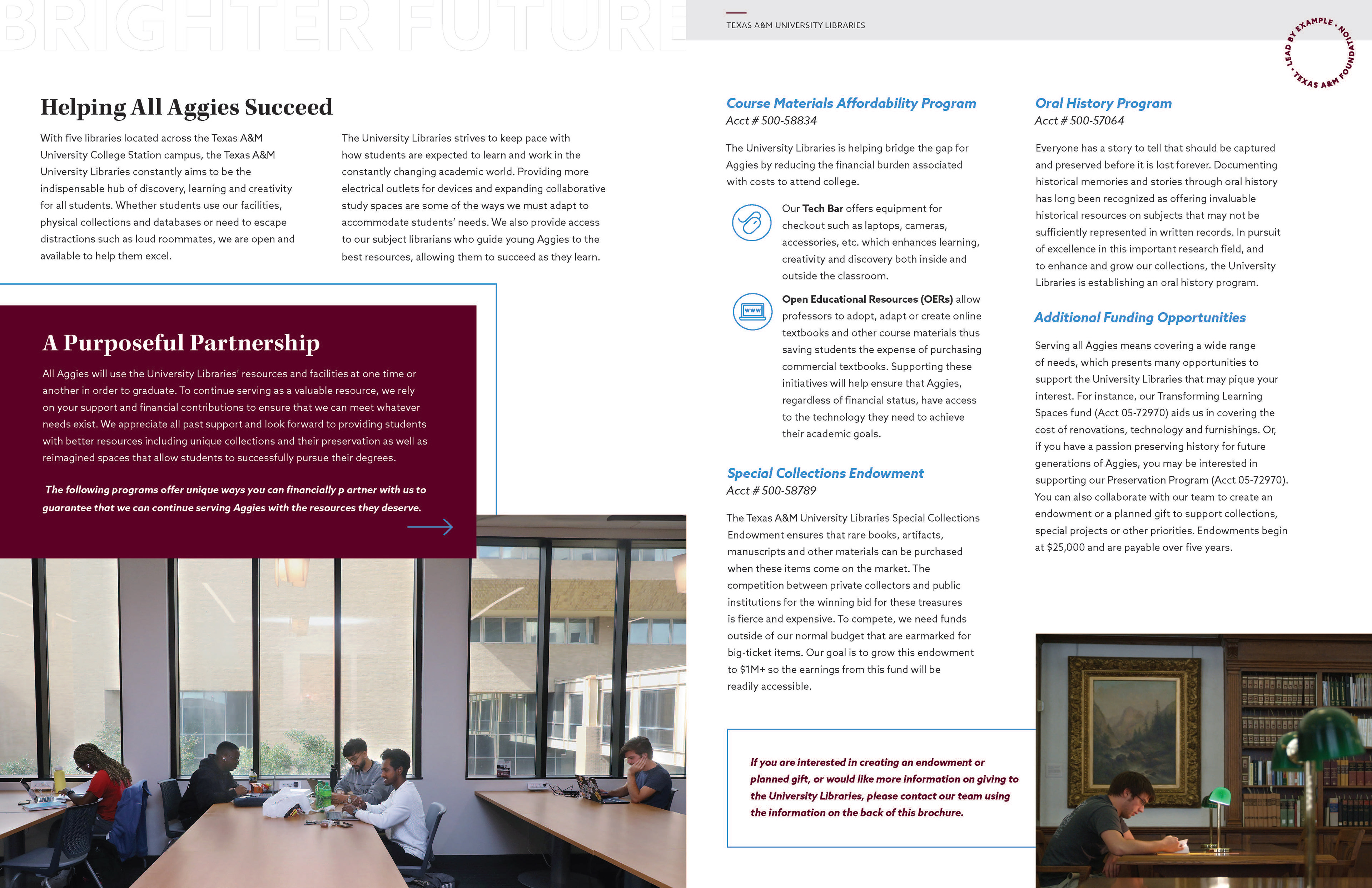 Texas A&M Libraries Brochure Layout