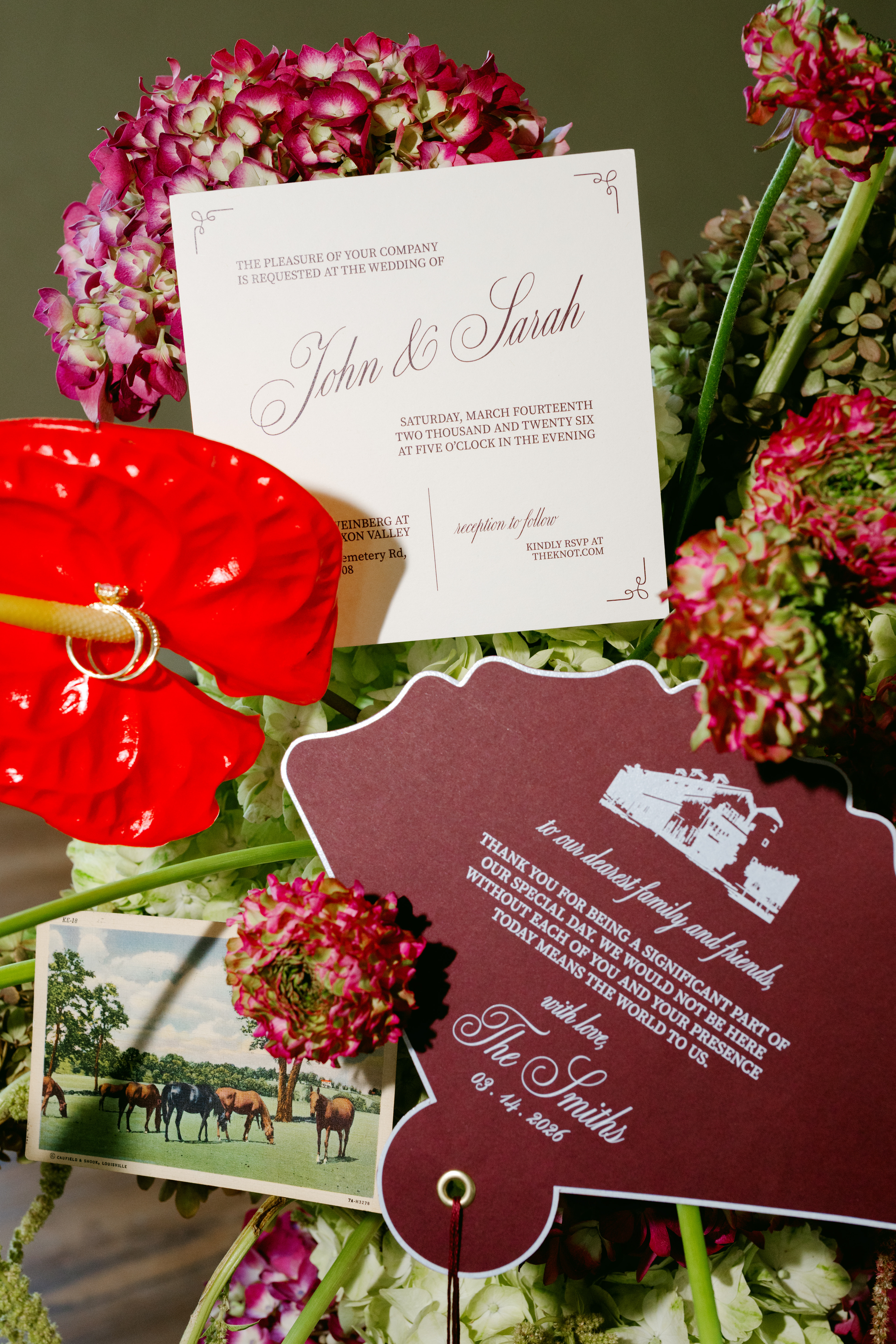 Invitation and thank you card with florals