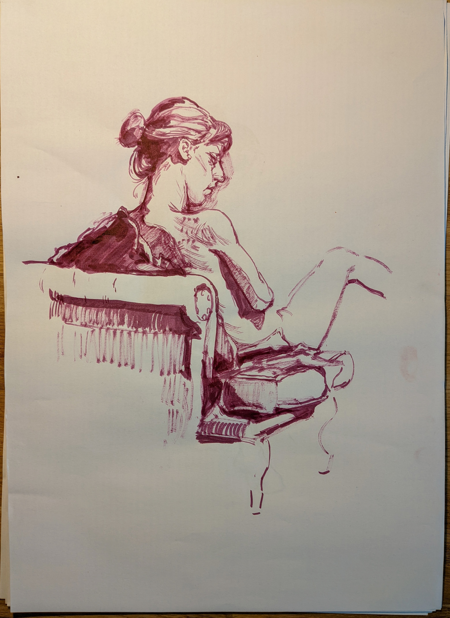 30 min drink and draw study. Ink, brush