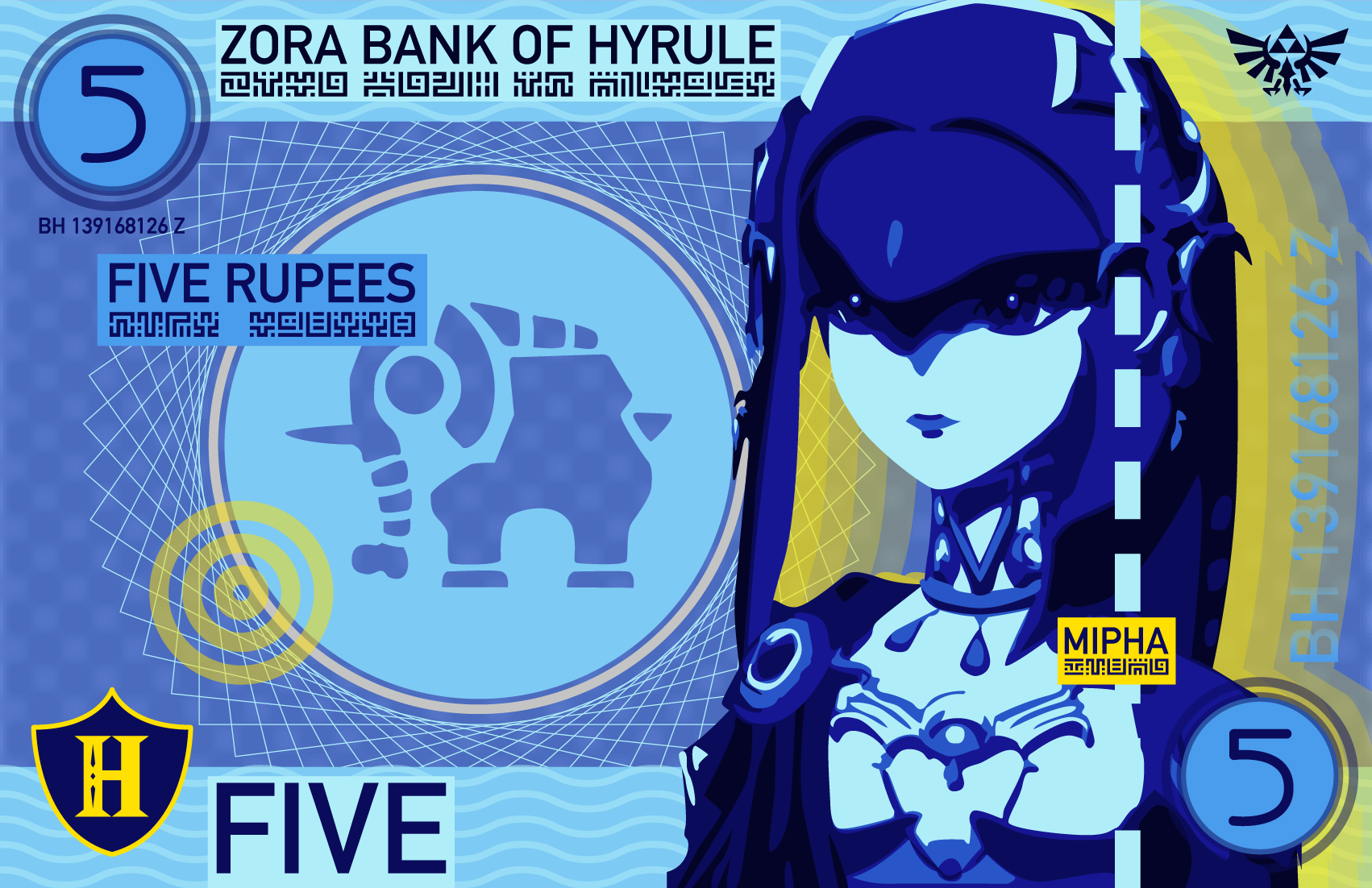 'Mipha' Five Rupees (front)