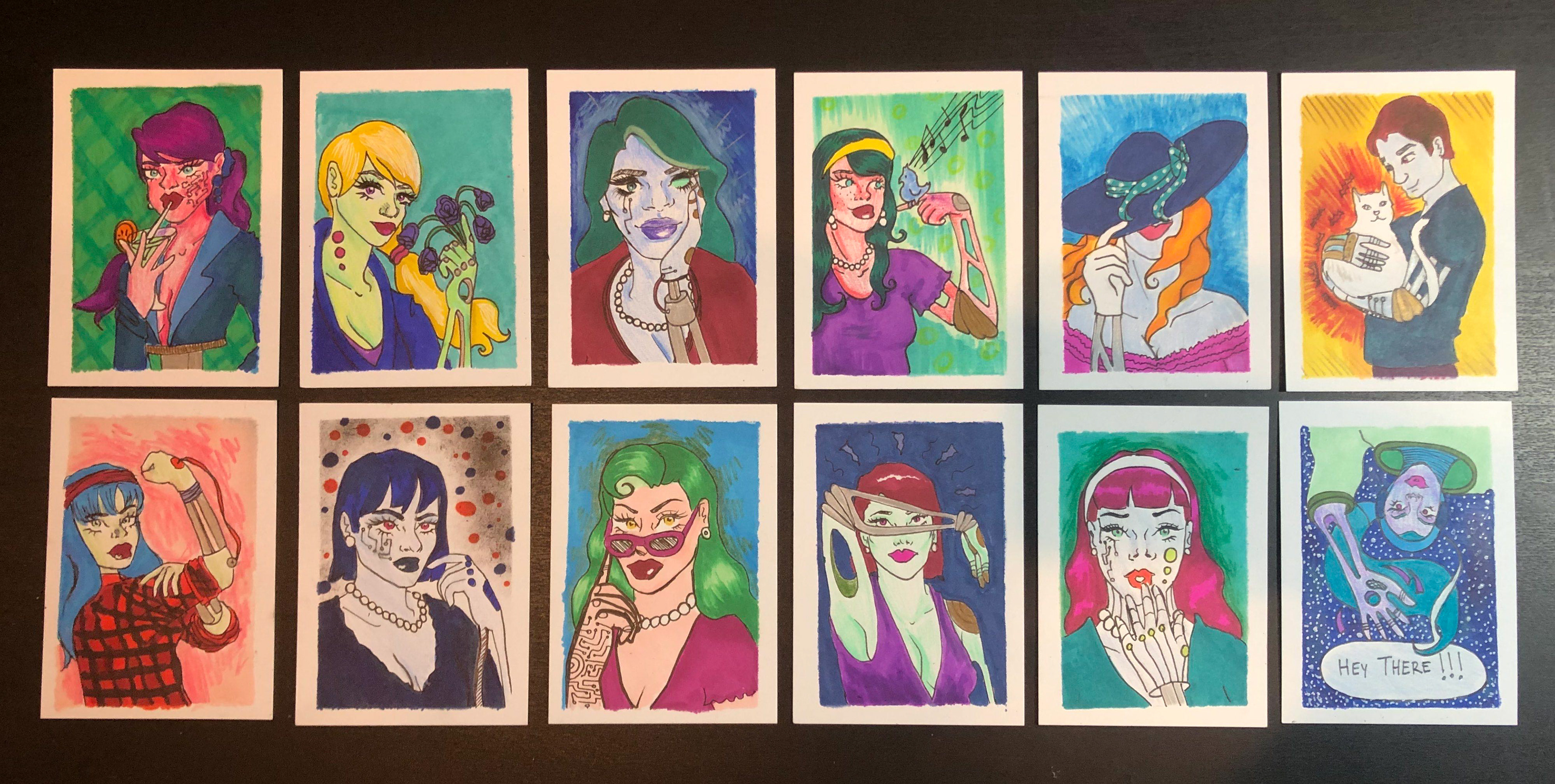 Original "Bionic Babes" Collection of Artist Trading Cards