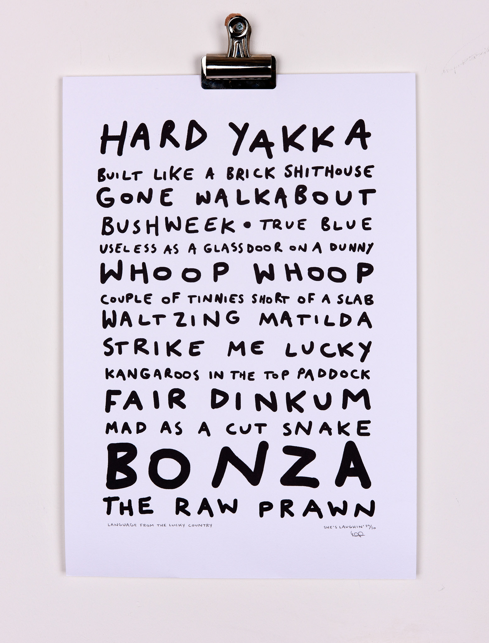 Language from the Lucky Country (2017) Limited edition screenprint 31cm X 44.5cm